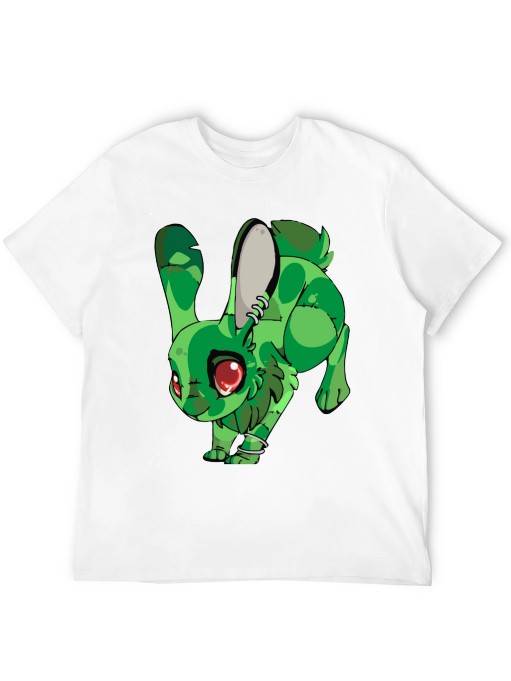 Camiseta Negra con Conejo Verde Estilizado