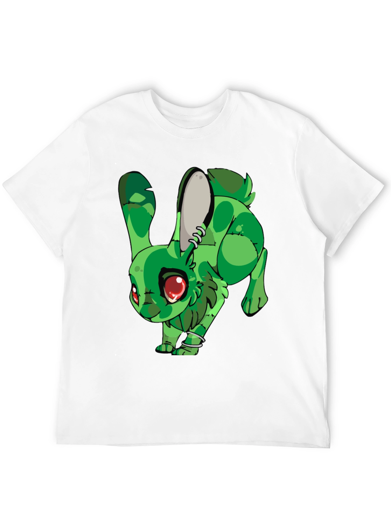 Camiseta Negra con Conejo Verde Estilizado