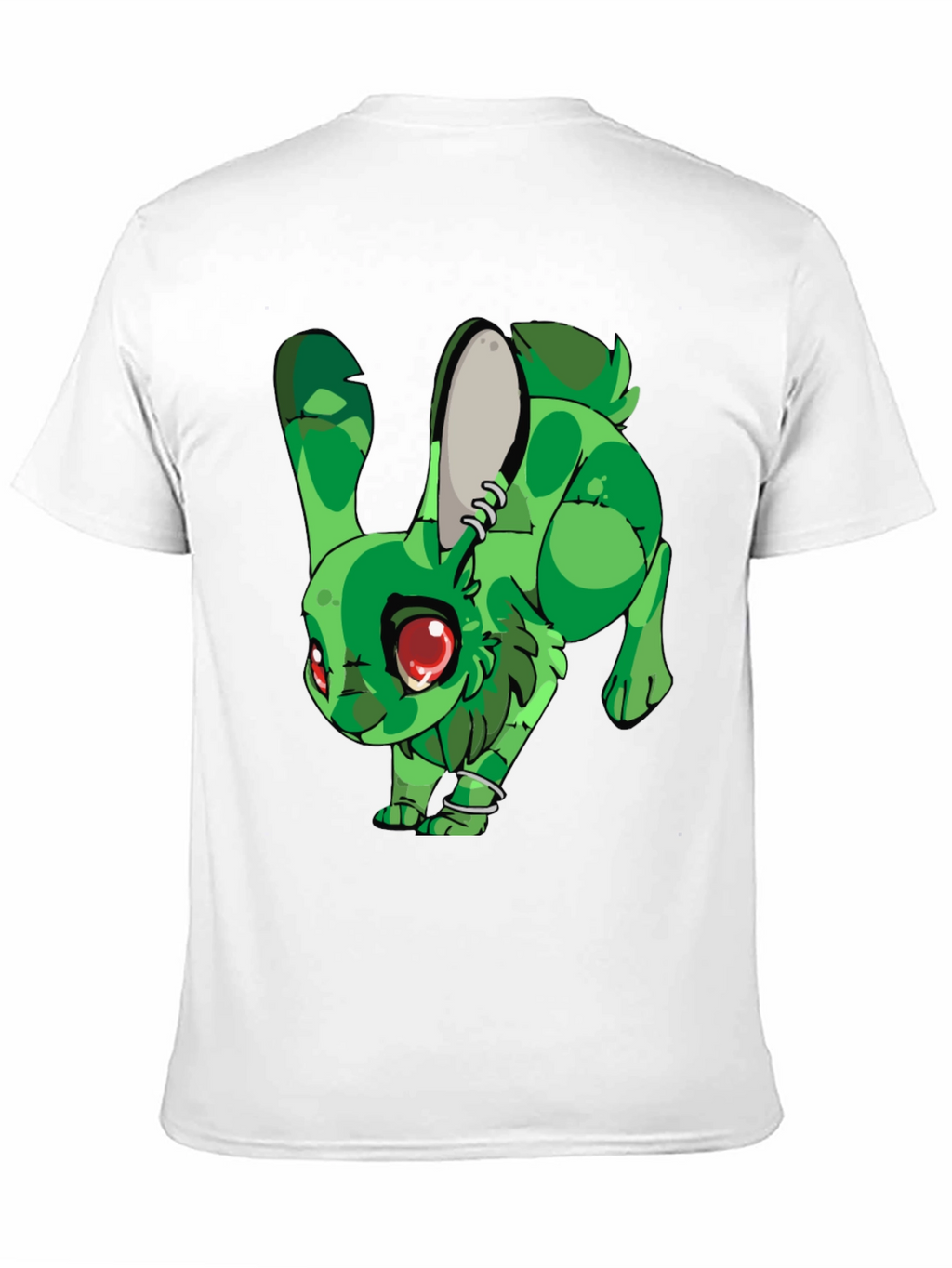 Camiseta Negra con Conejo Verde Estilizado