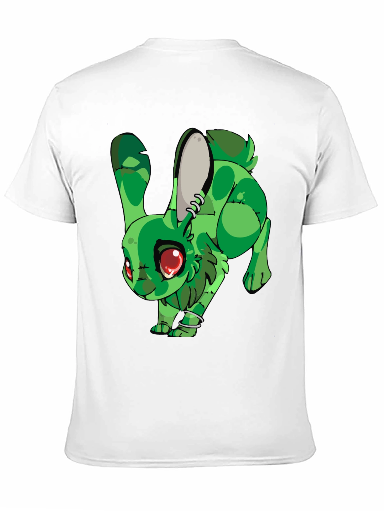 Camiseta Negra con Conejo Verde Estilizado