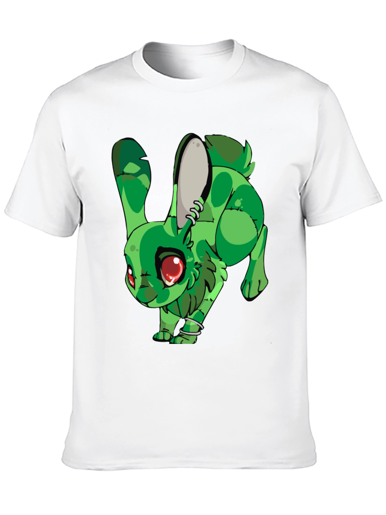 Camiseta Negra con Conejo Verde Estilizado