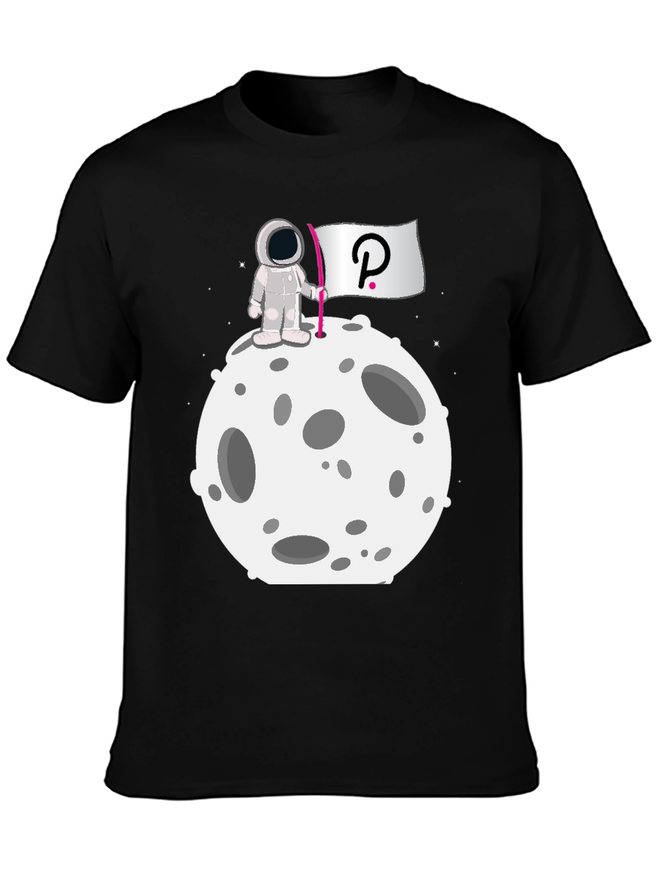 Camiseta Negra Astronauta Polkadot Luna Algodón