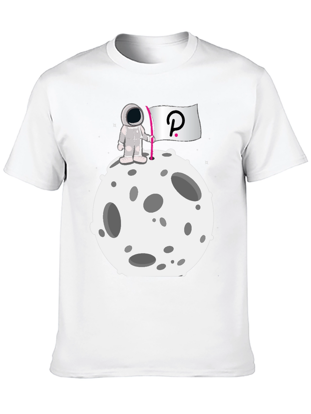 Camiseta Negra Astronauta Polkadot Luna Algodón