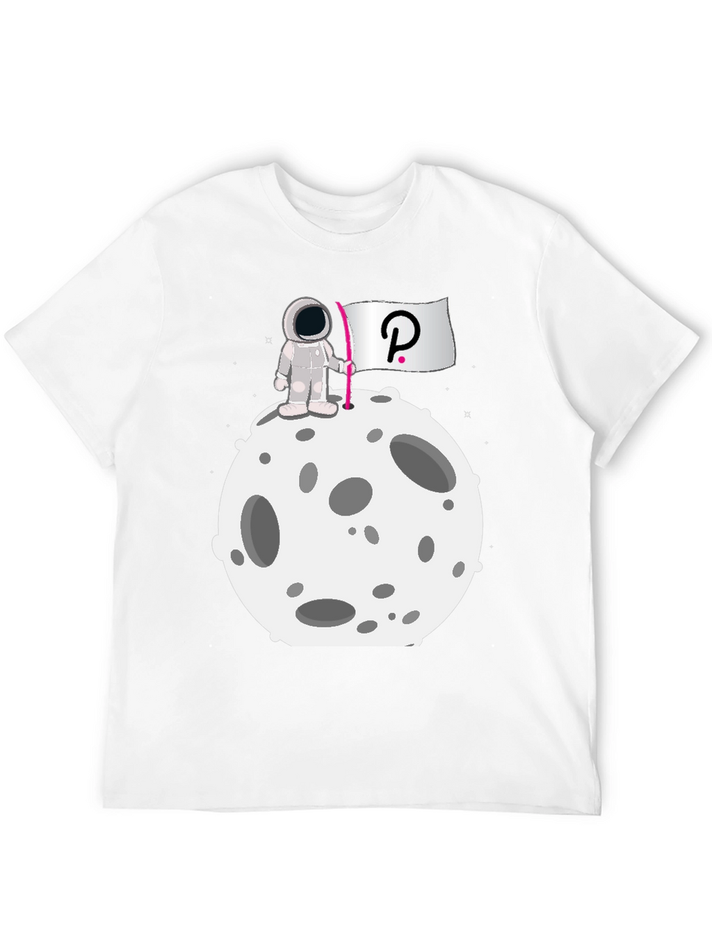 Camiseta Negra Astronauta Polkadot Luna Algodón