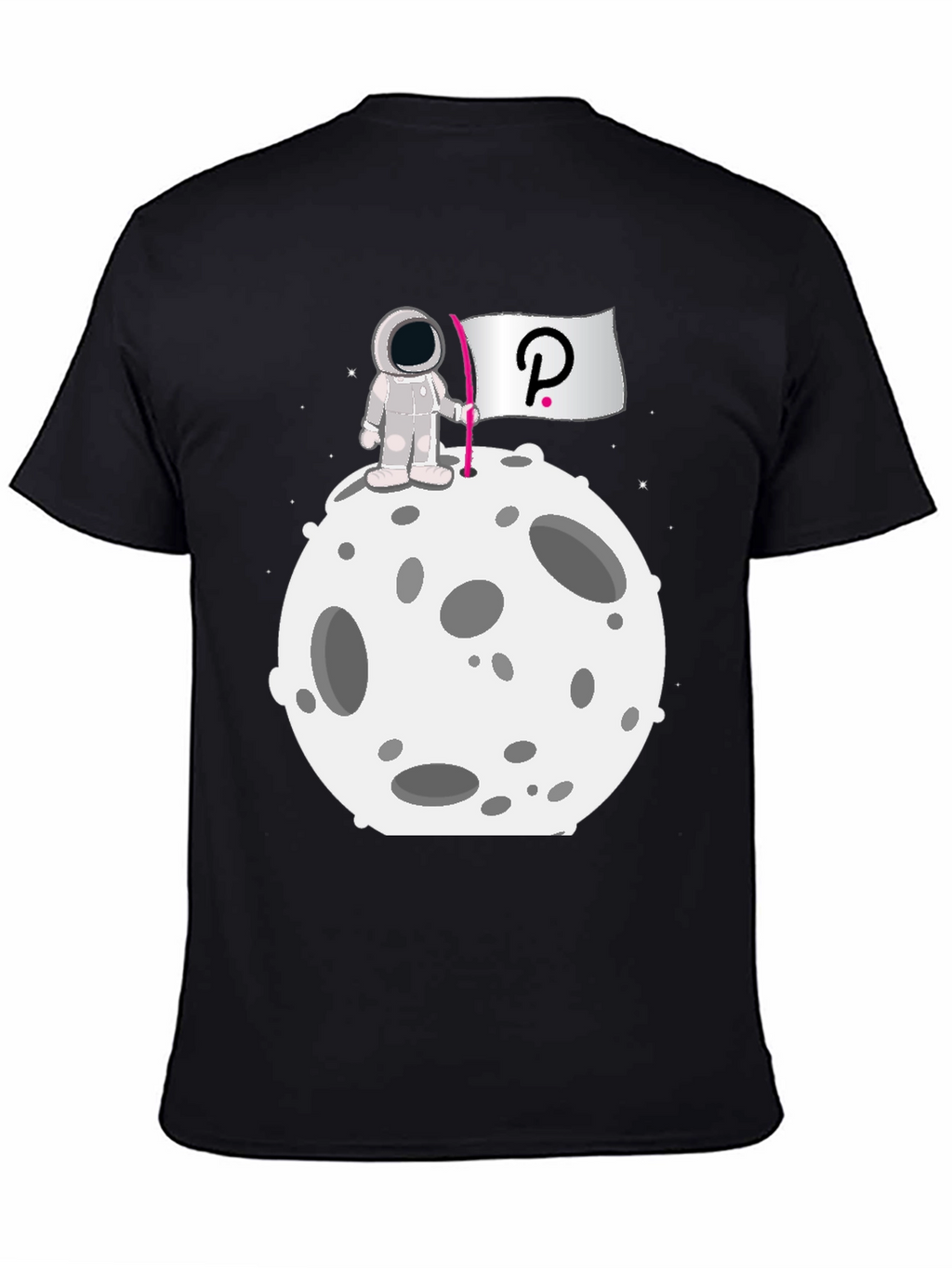 Camiseta Negra Astronauta Polkadot Luna Algodón