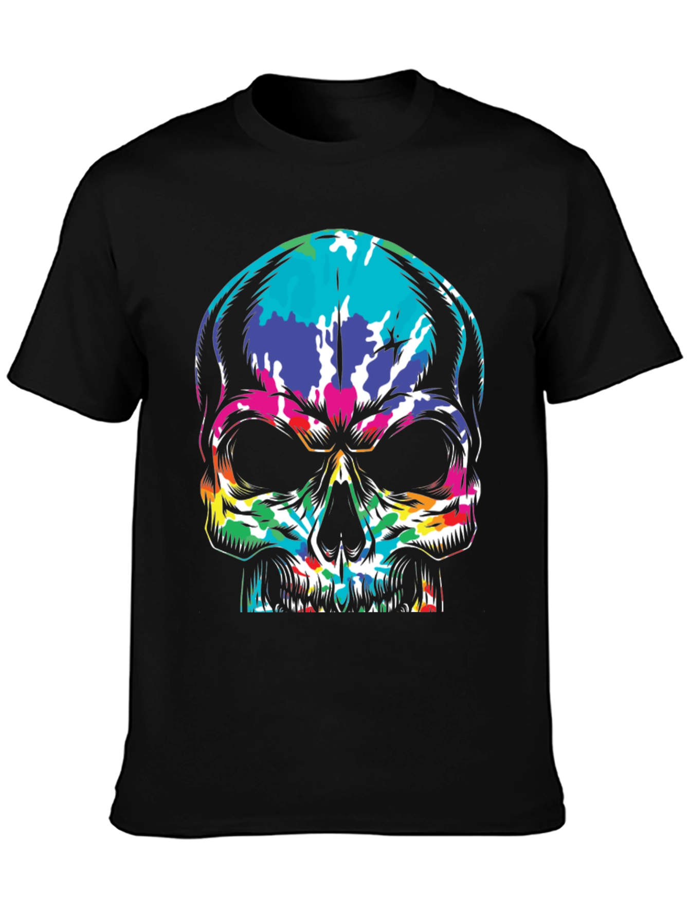 Camiseta Negra con Calavera Psicodélica
