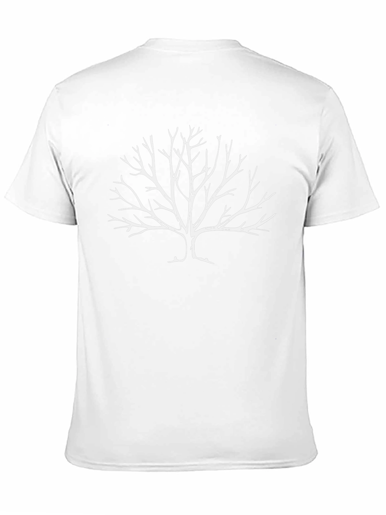 Camiseta Negra Árbol Blanco Minimalista Casual