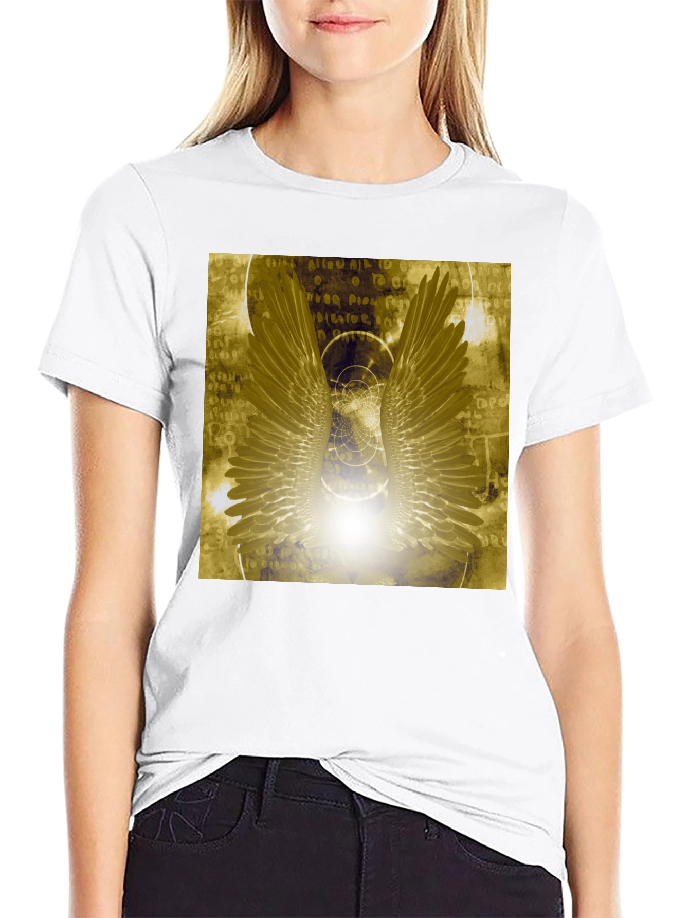 Camiseta alas doradas místicas