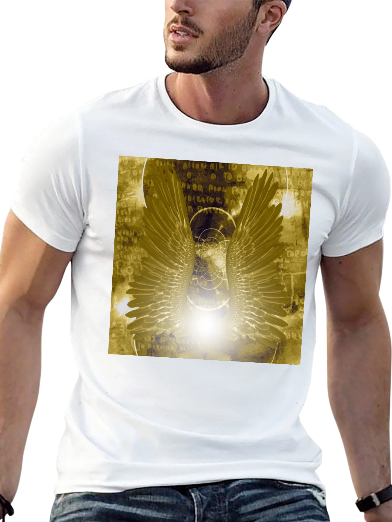 Camiseta alas doradas místicas