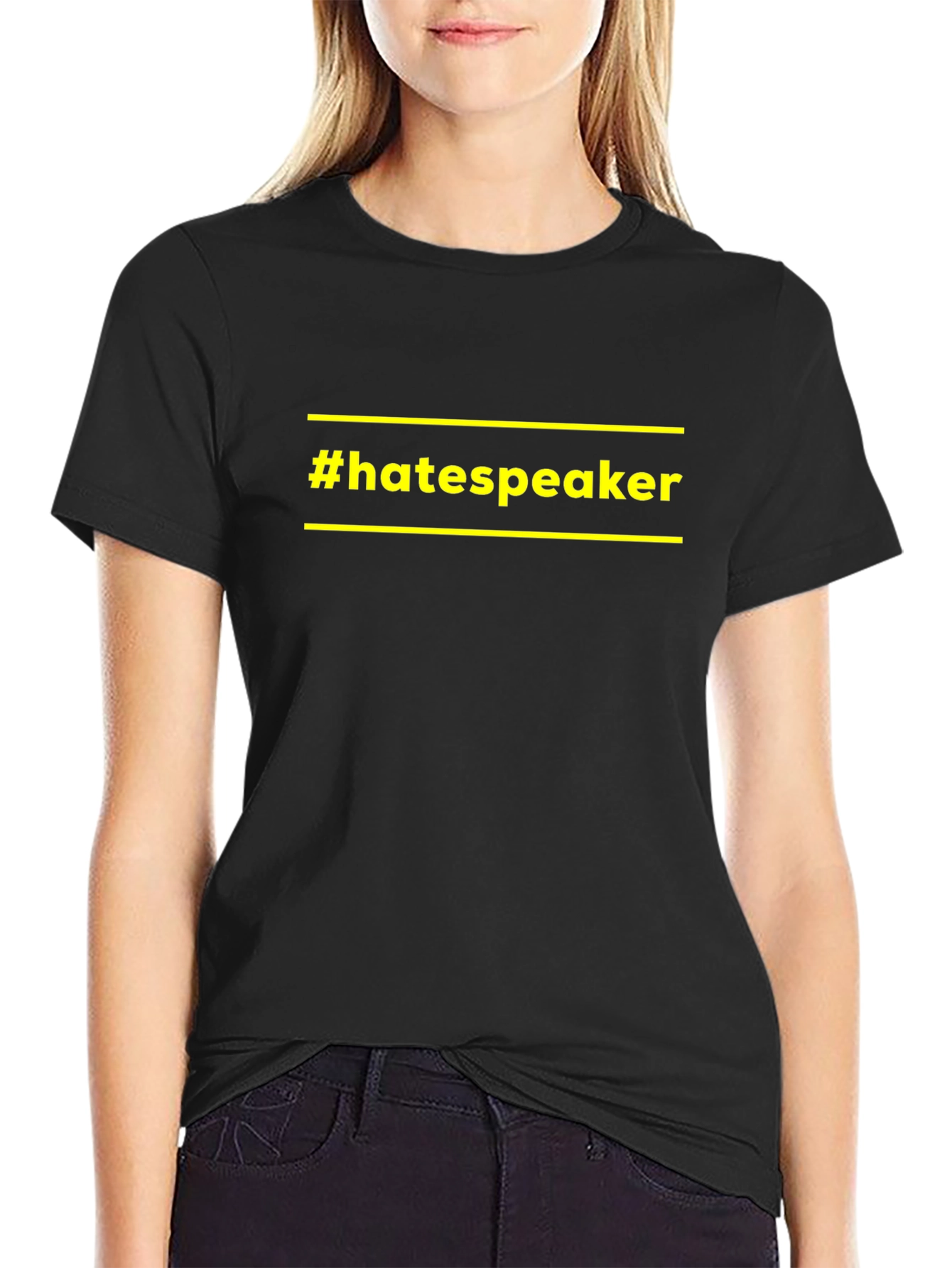 Camiseta Negra #hatespeaker con Diseño Único