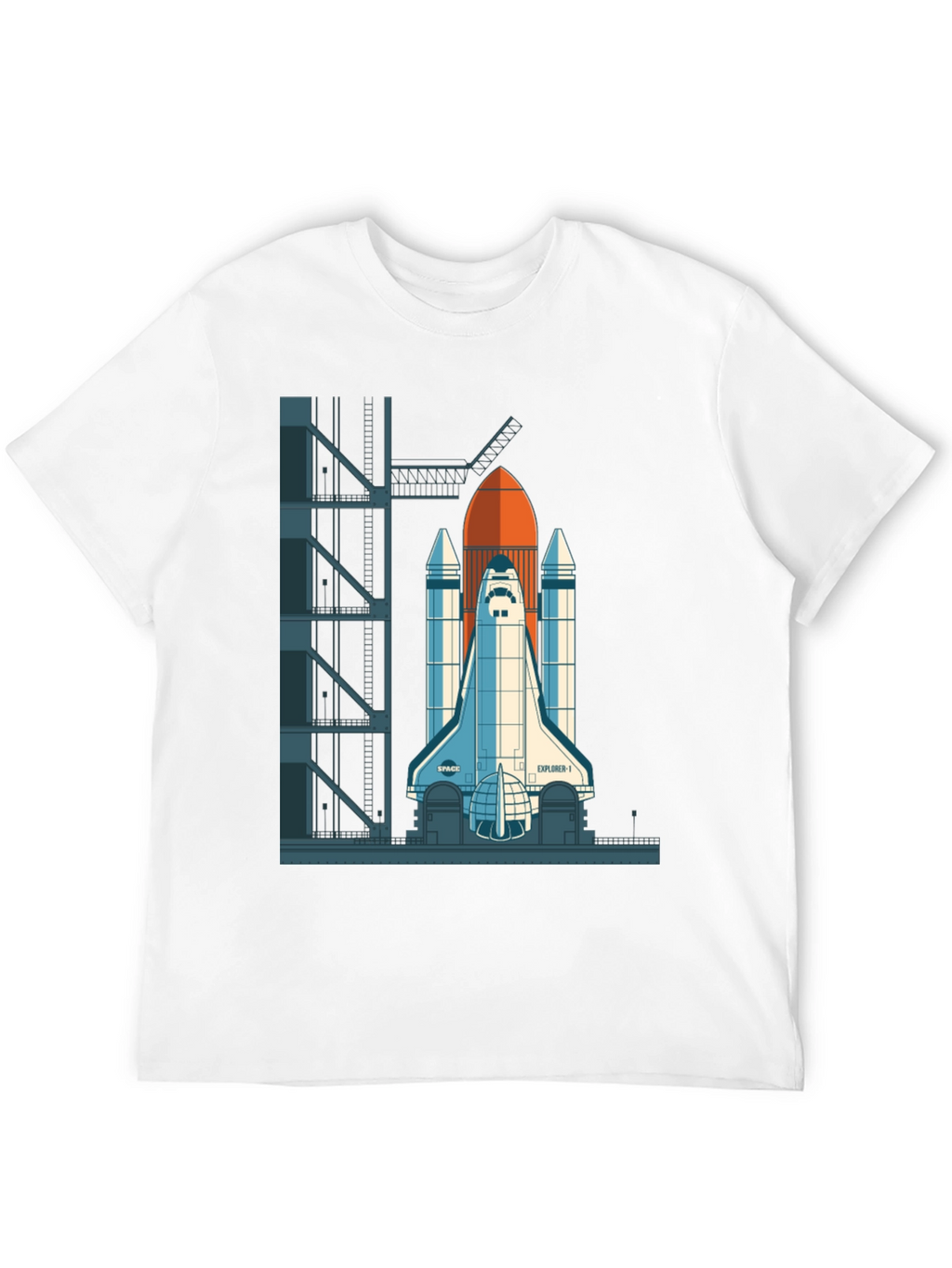 Camiseta Negra con Diseño de Lanzadera Espacial