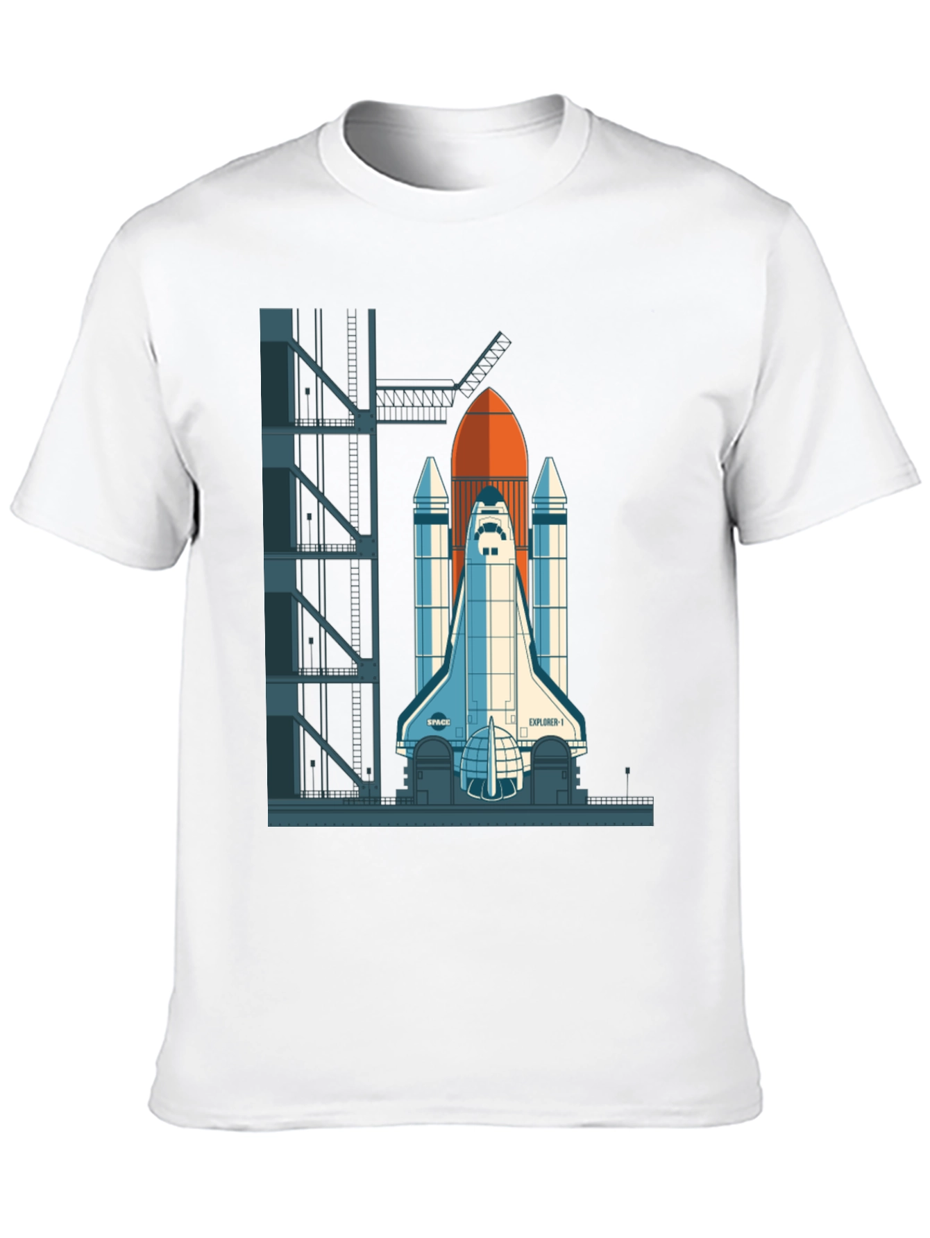 Camiseta Negra con Diseño de Lanzadera Espacial