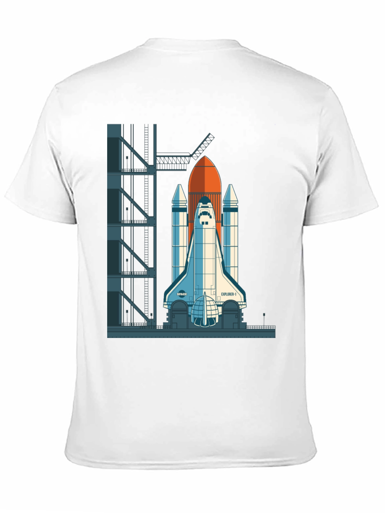 Camiseta Negra con Diseño de Lanzadera Espacial