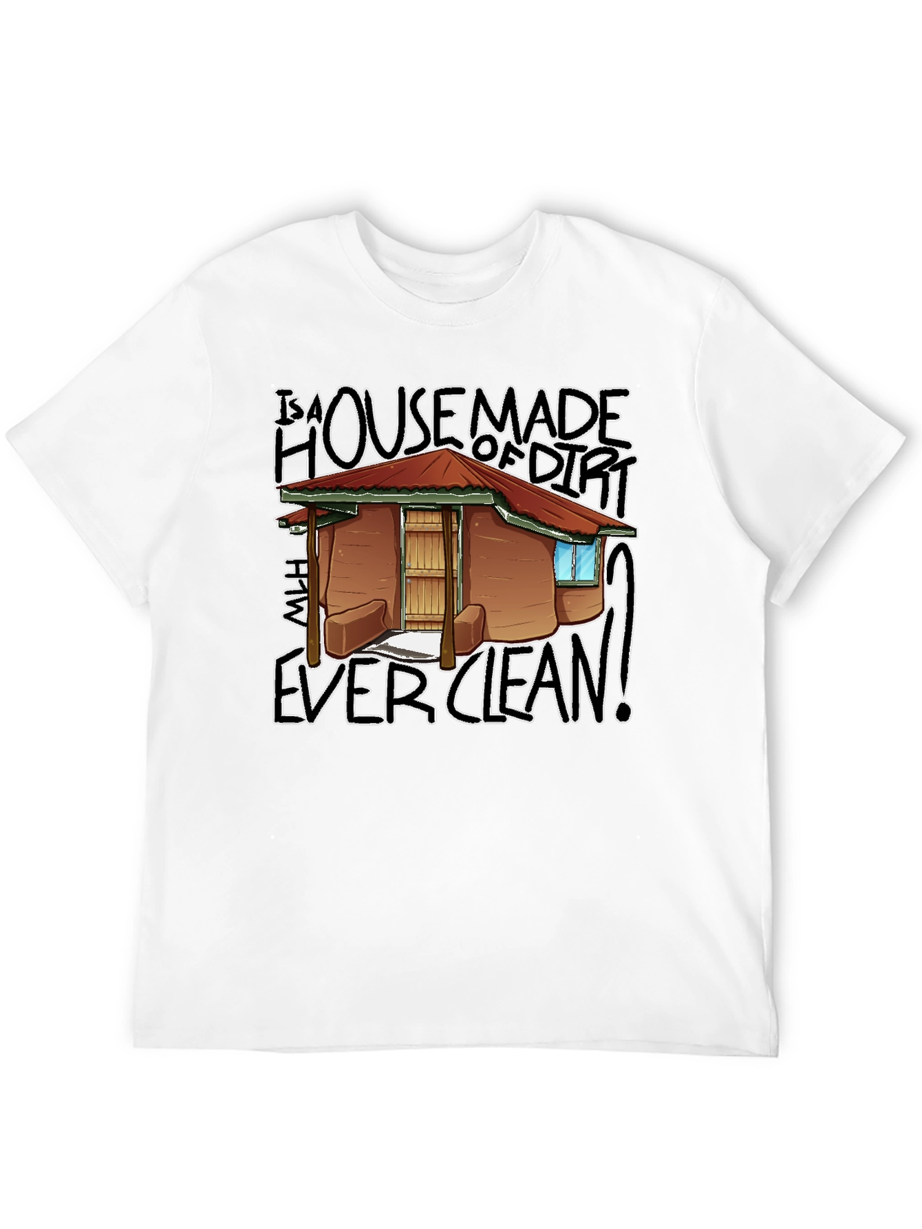 Camiseta Negra con Diseño de Casa de Tierra Divertida