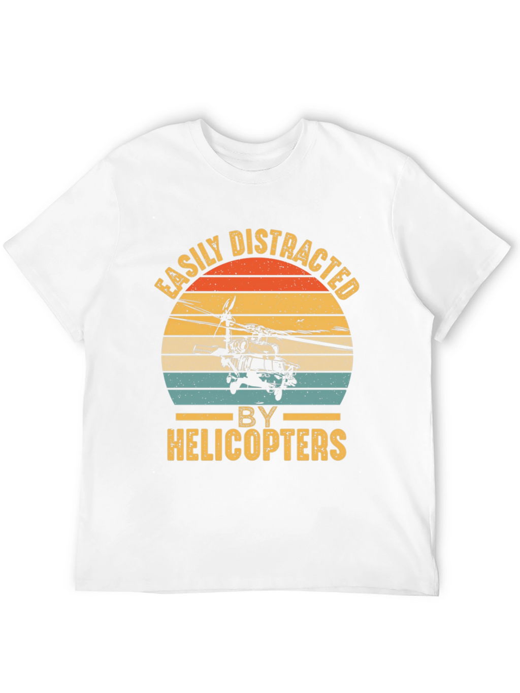 Camiseta Negra con Diseño de Helicóptero Retro