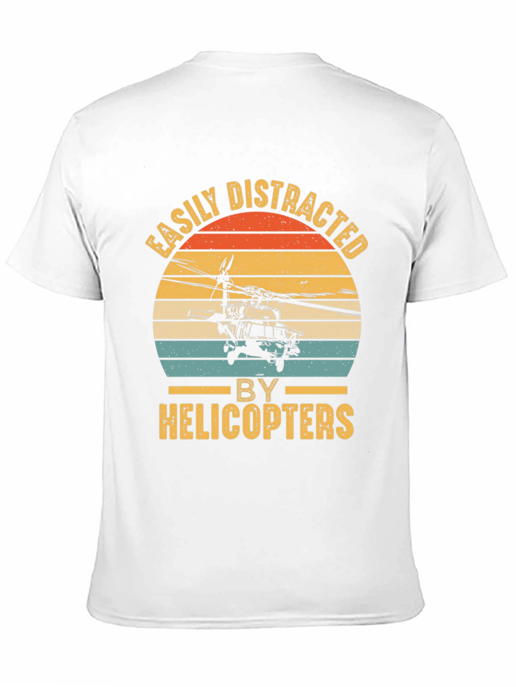 Camiseta Negra con Diseño de Helicóptero Retro