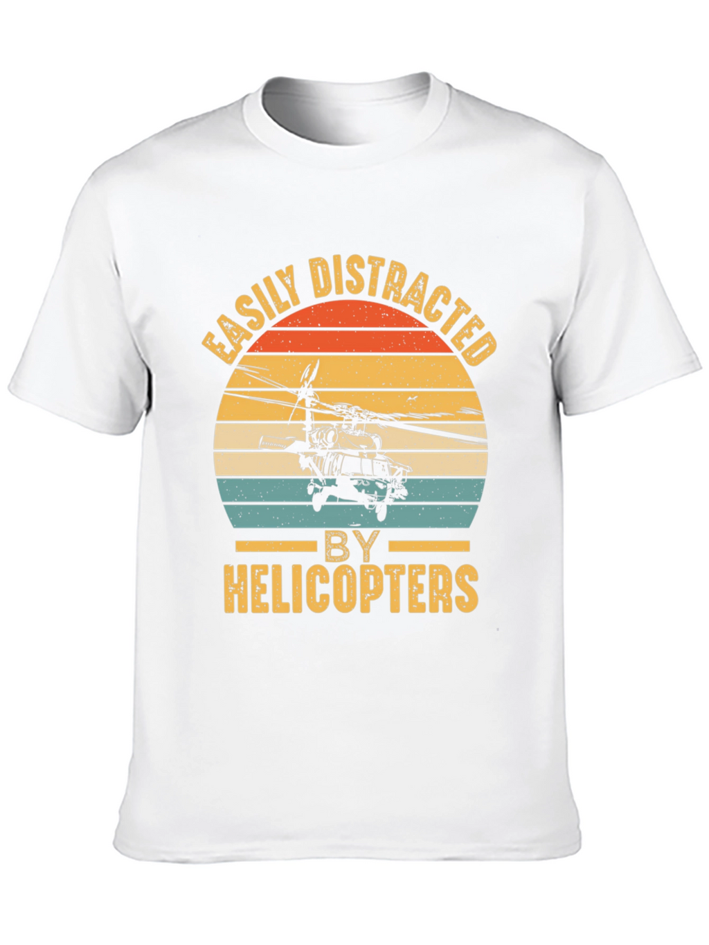 Camiseta Negra con Diseño de Helicóptero Retro