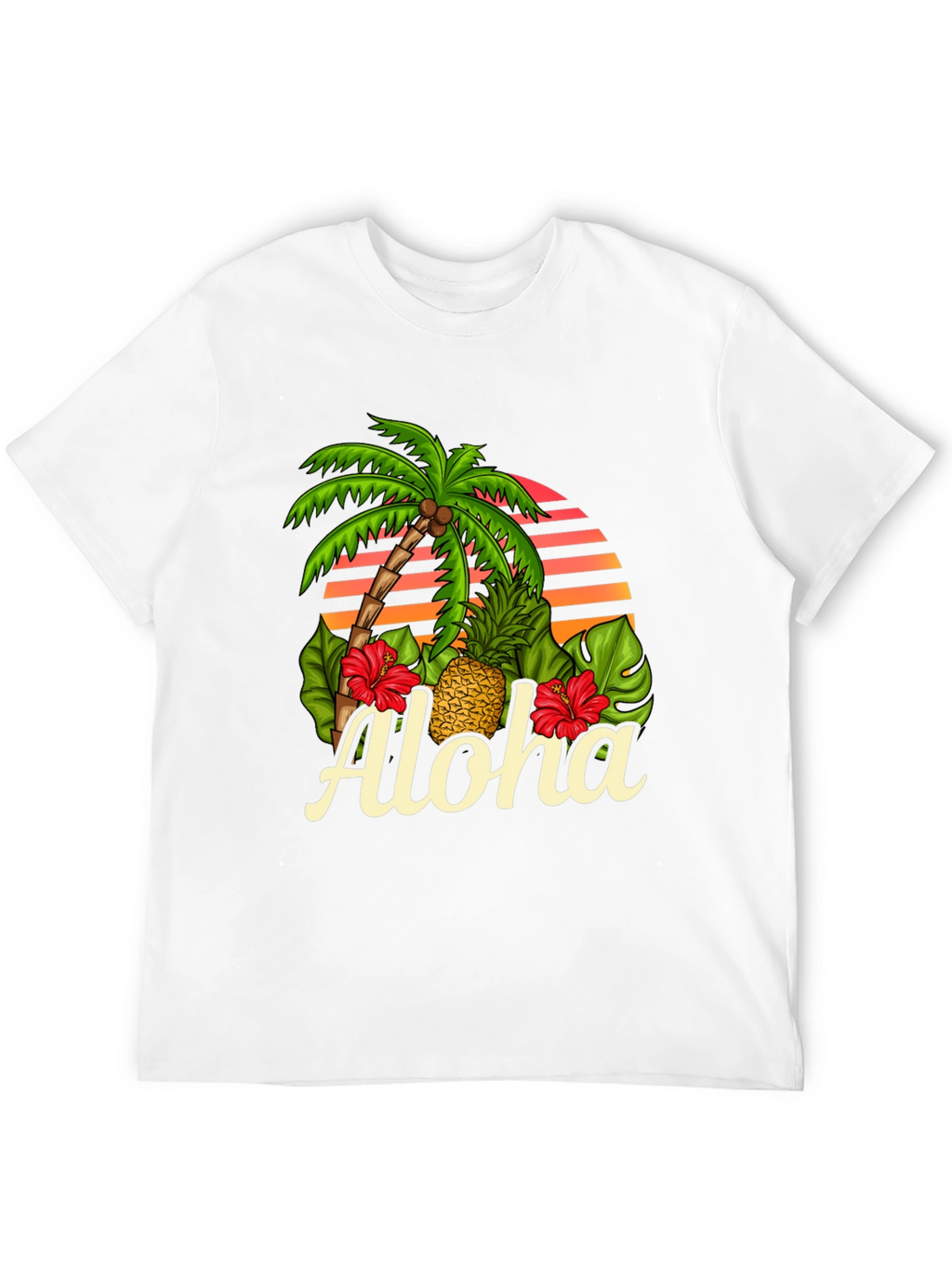 Camiseta Negra Aloha Tropical con Palmera