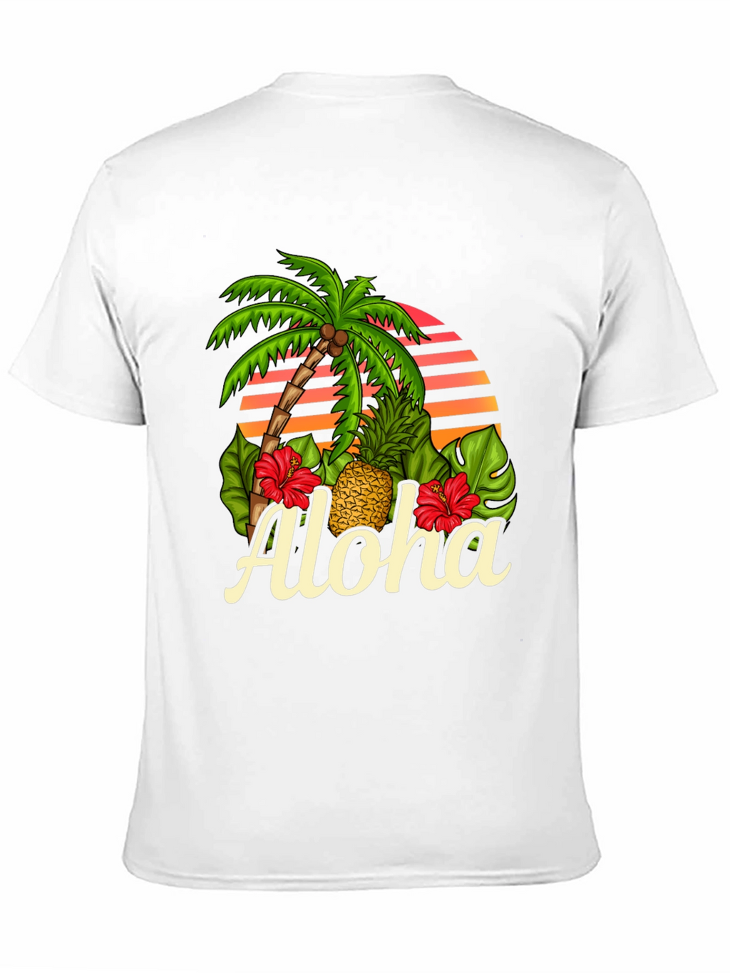 Camiseta Negra Aloha Tropical con Palmera