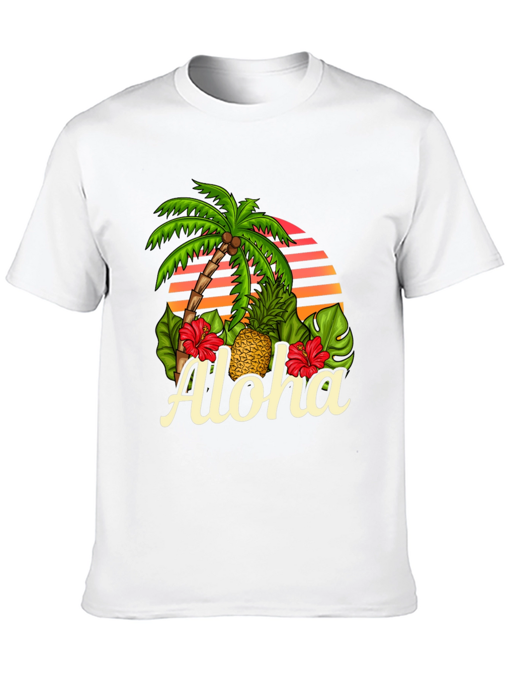Camiseta Negra Aloha Tropical con Palmera