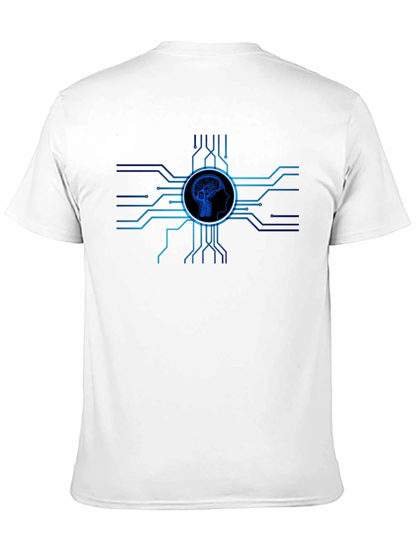 Camiseta Negra con Diseño de Cerebro y Circuito