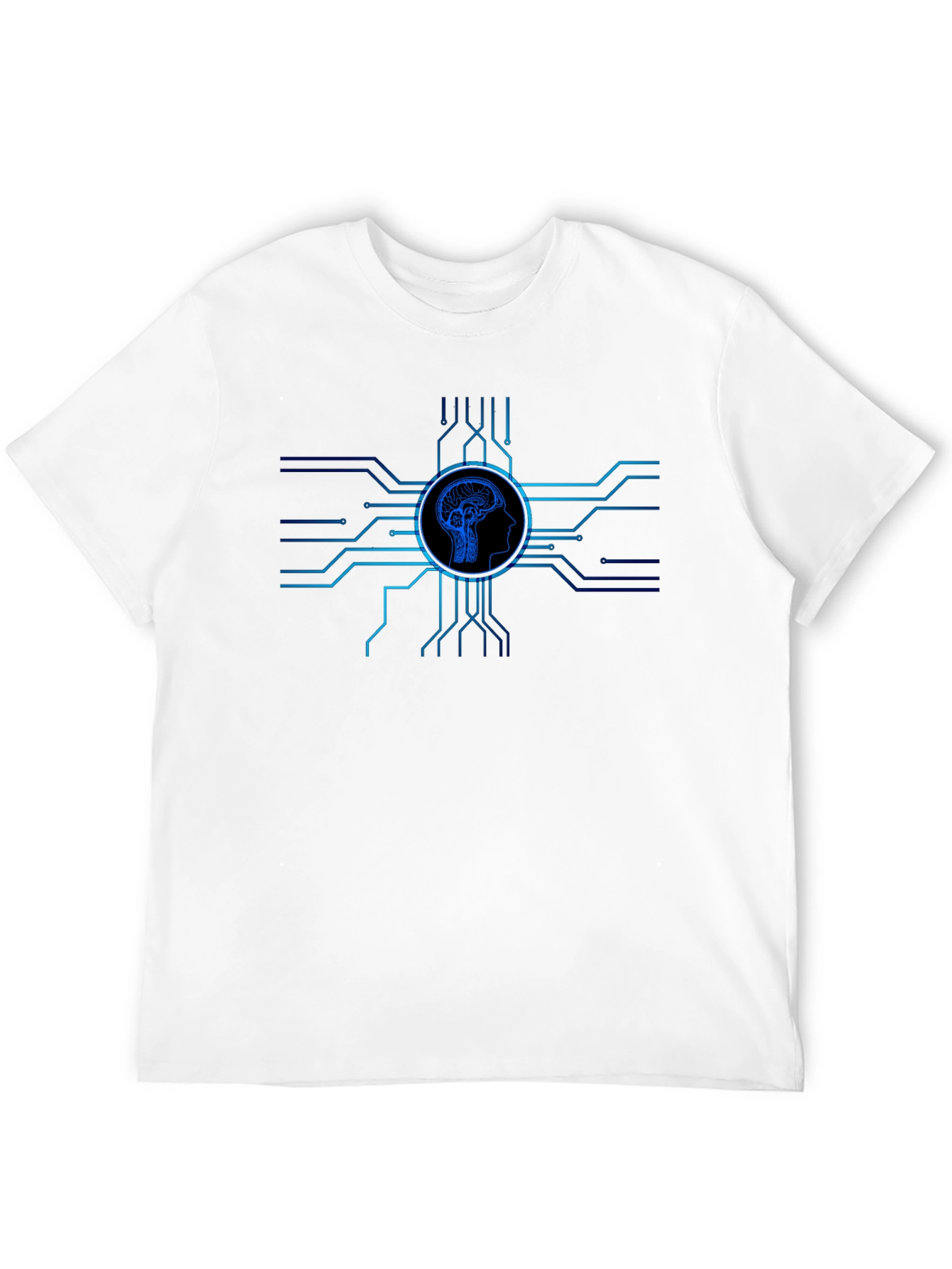 Camiseta Negra con Diseño de Cerebro y Circuito