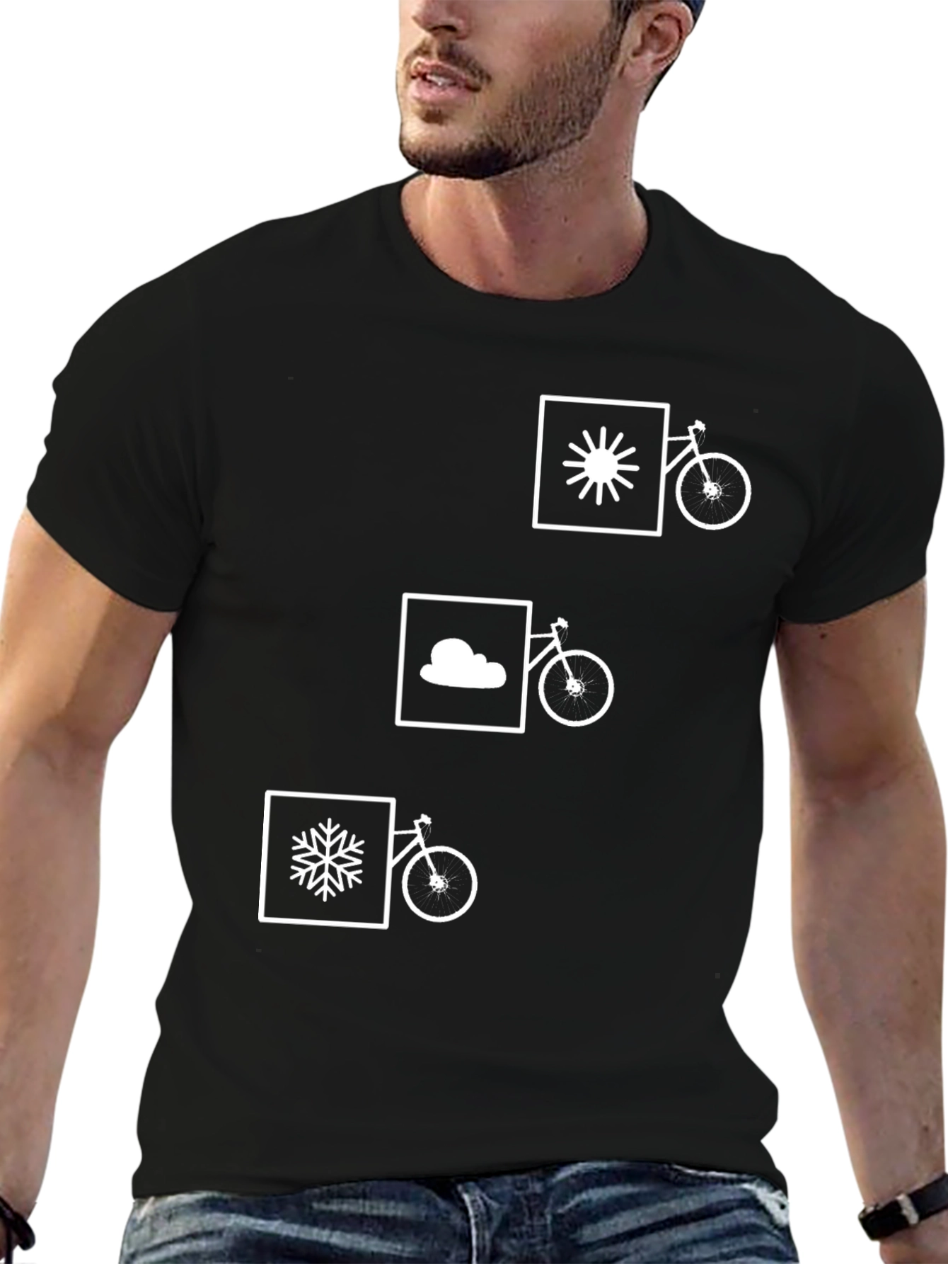 Camiseta Negra con Diseño de Bicicleta Climática