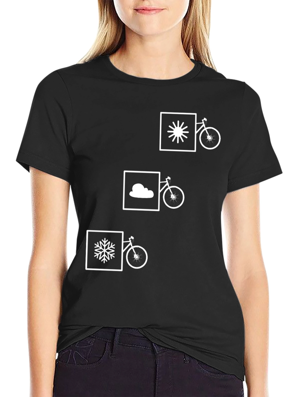 Camiseta Negra con Diseño de Bicicleta Climática