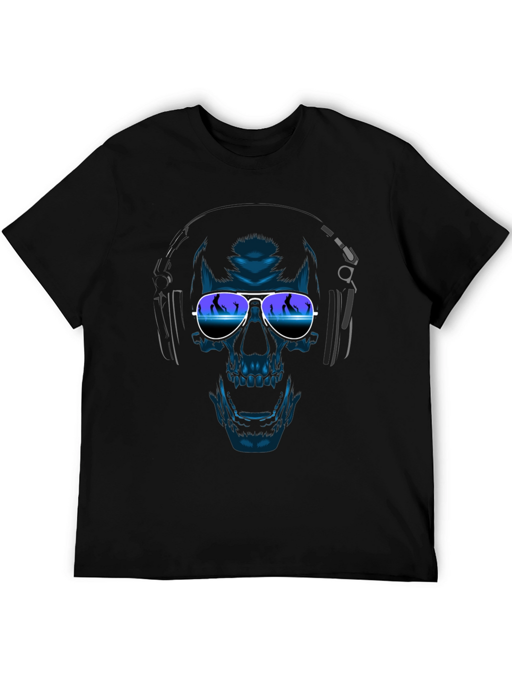 Camiseta Negra con Diseño de Calavera DJ