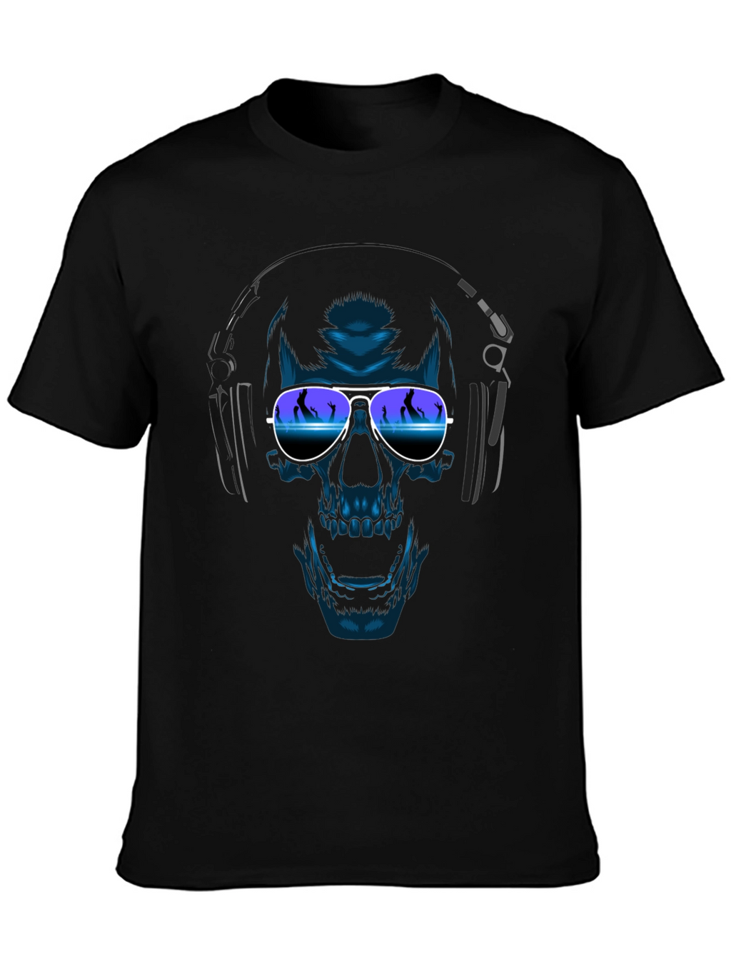 Camiseta Negra con Diseño de Calavera DJ