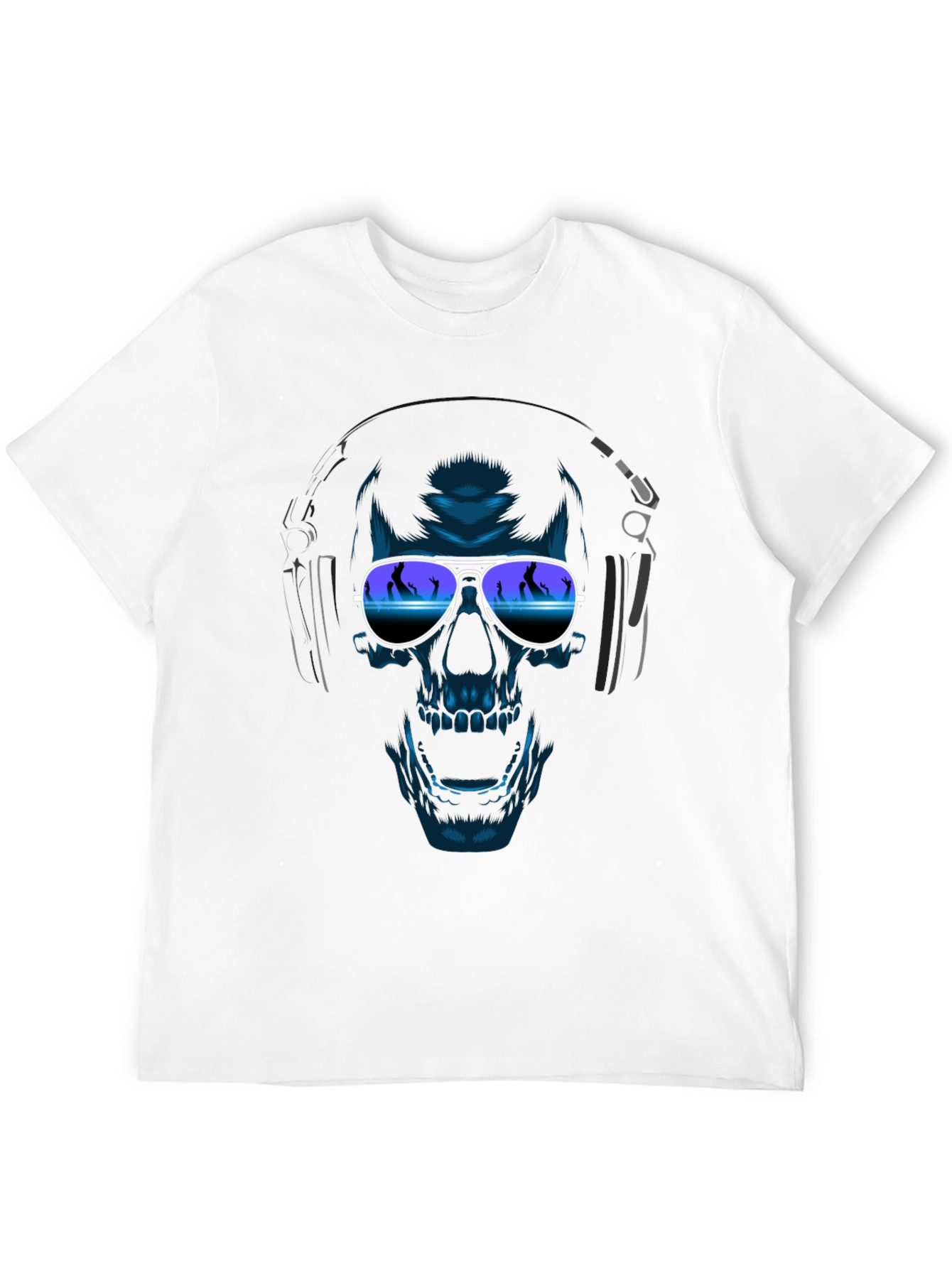 Camiseta Negra con Diseño de Calavera DJ