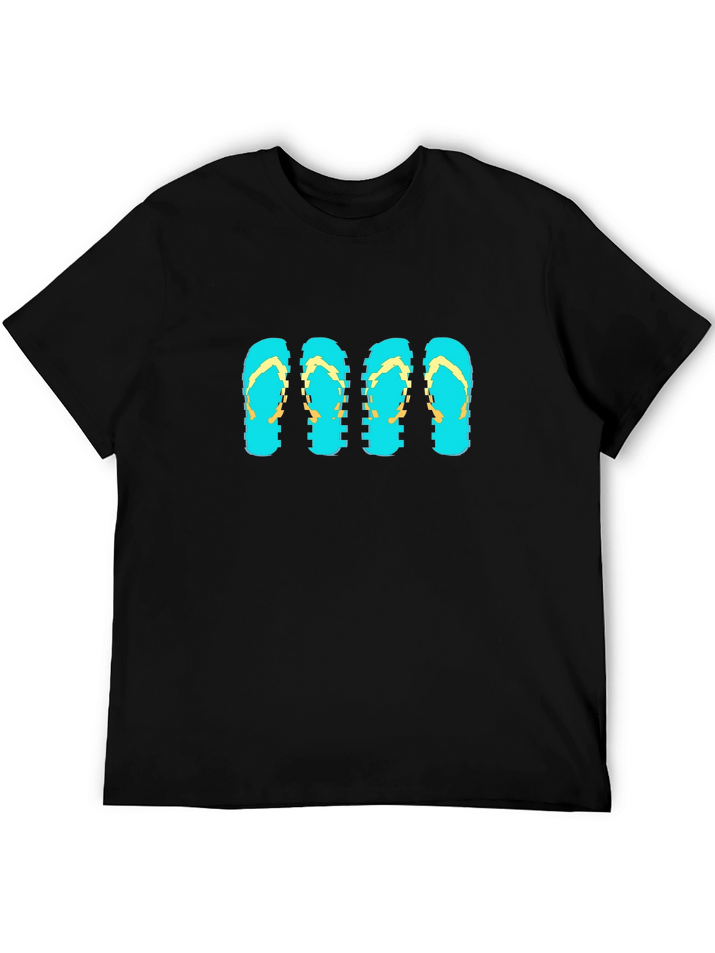 Camiseta Negra con Diseño de Chanclas Pixeladas