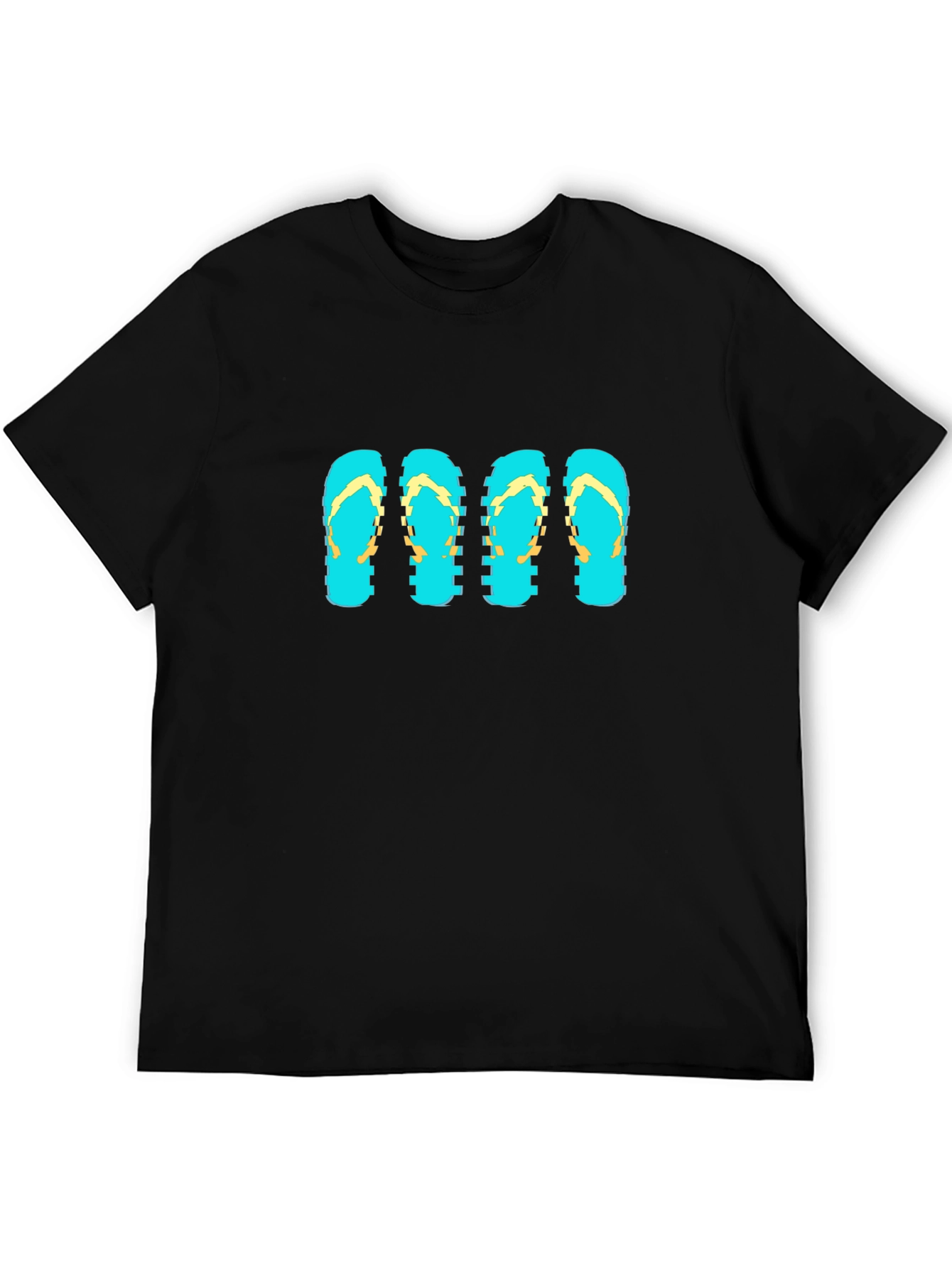 Camiseta Negra con Diseño de Chanclas Pixeladas