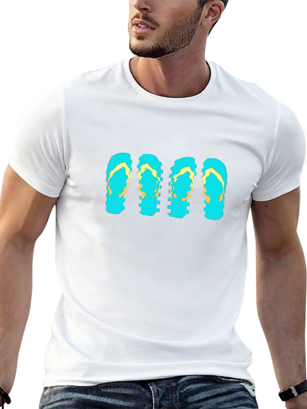 Camiseta Negra con Diseño de Chanclas Pixeladas