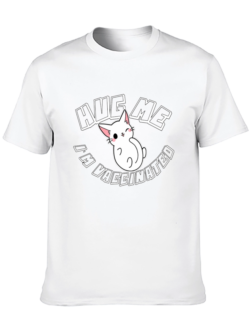 Camiseta Negra Abrázame Estoy Vacunado con Gato