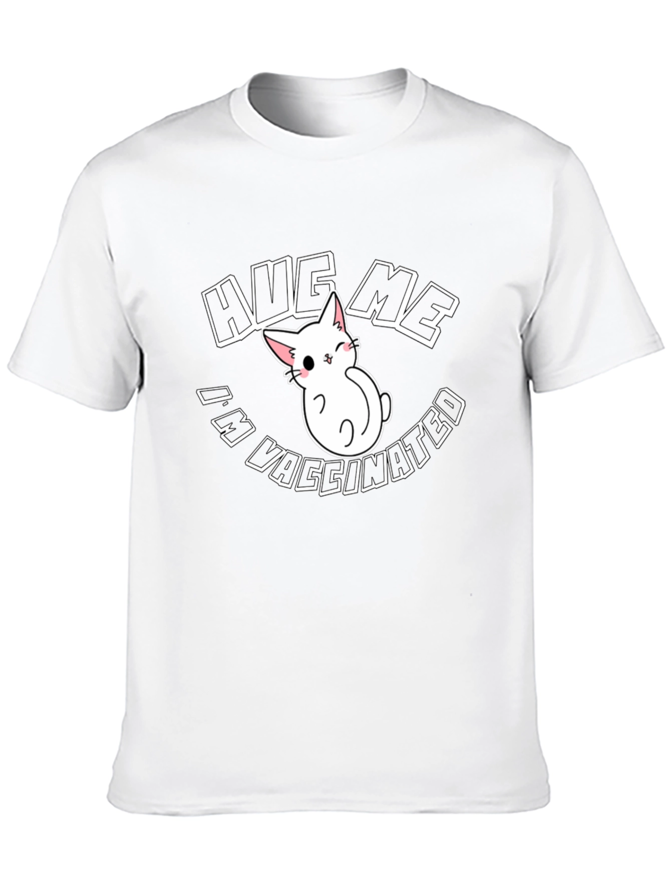 Camiseta Negra Abrázame Estoy Vacunado con Gato