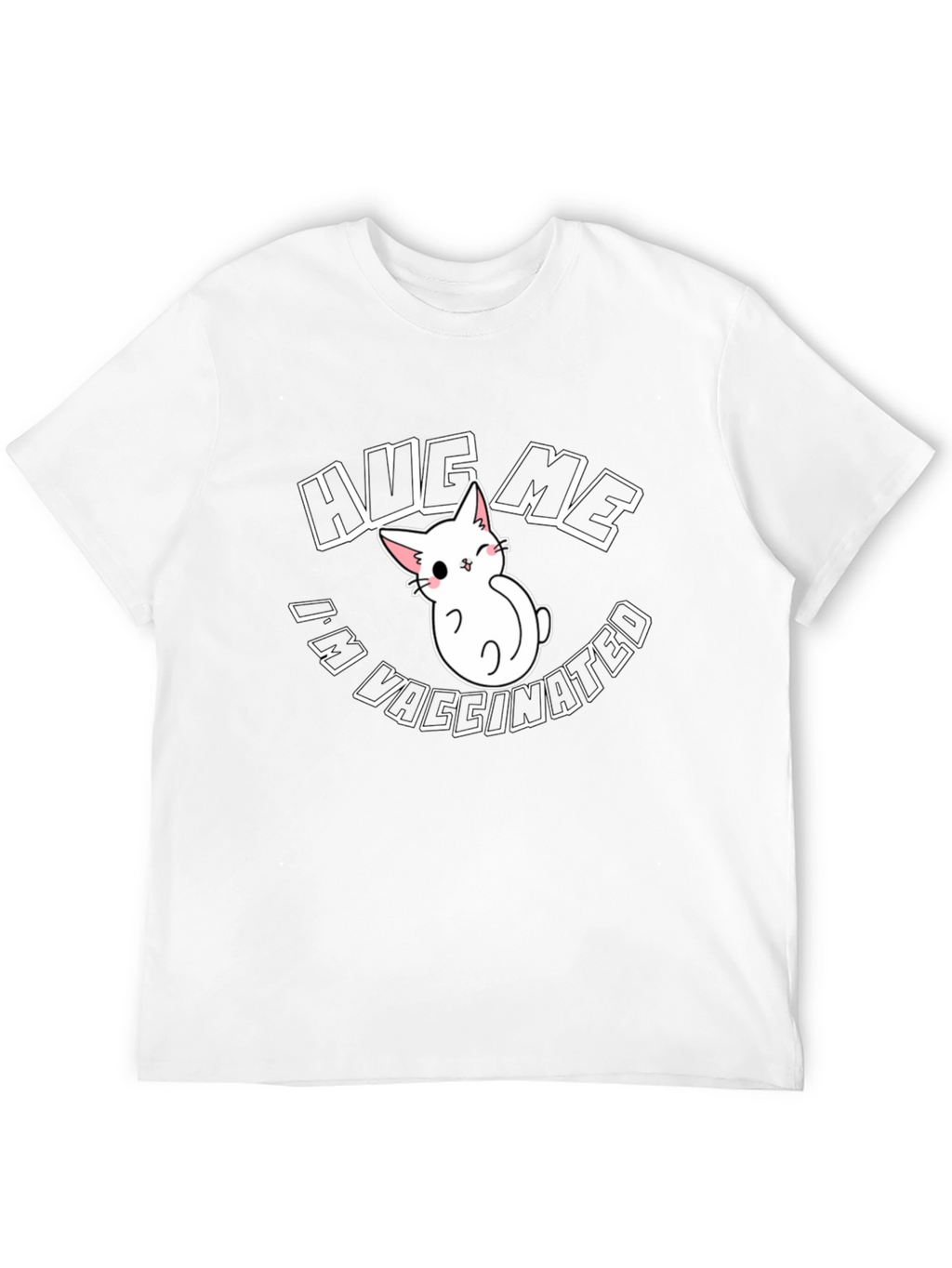 Camiseta Negra Abrázame Estoy Vacunado con Gato