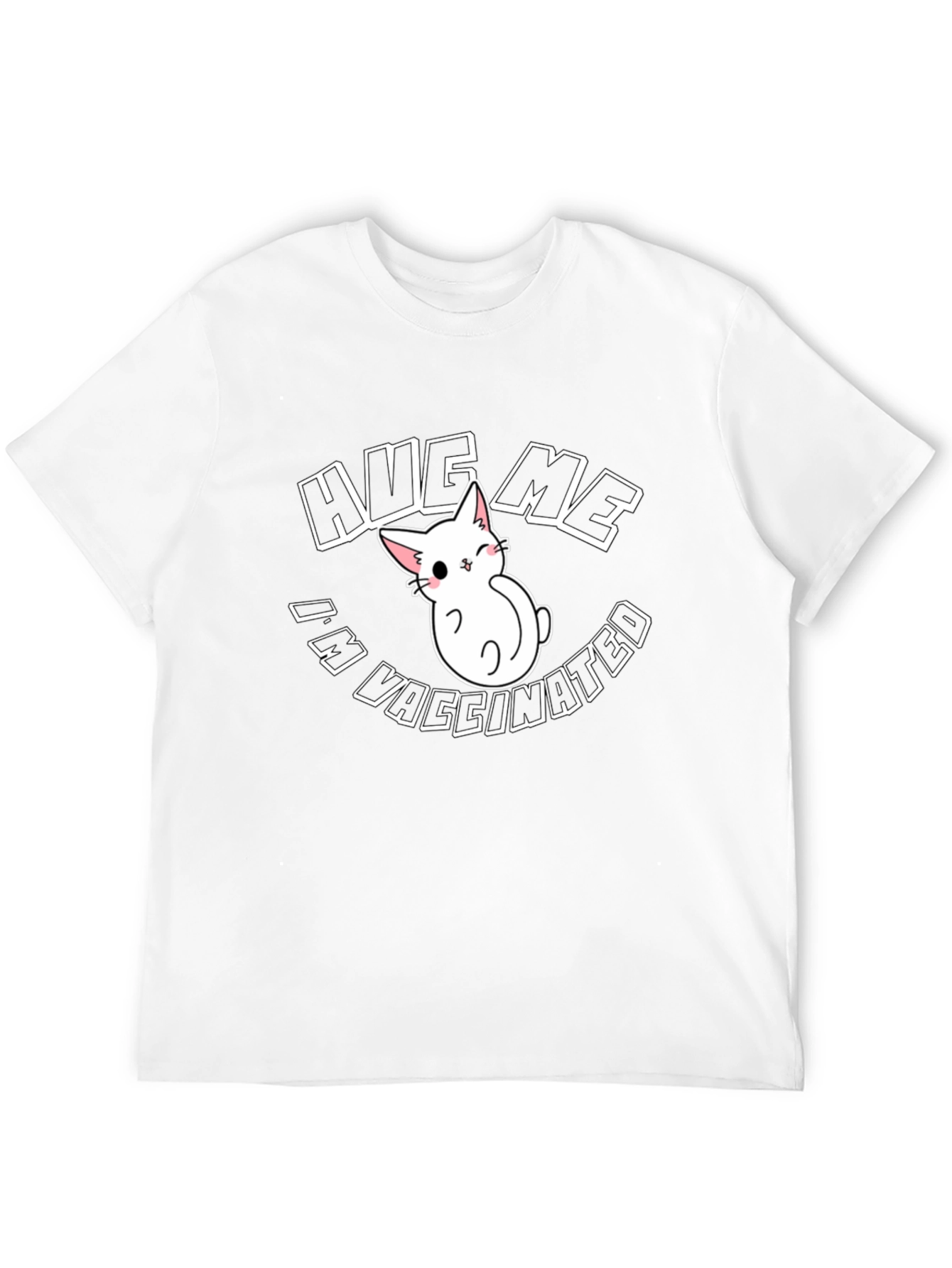 Camiseta Negra Abrázame Estoy Vacunado con Gato