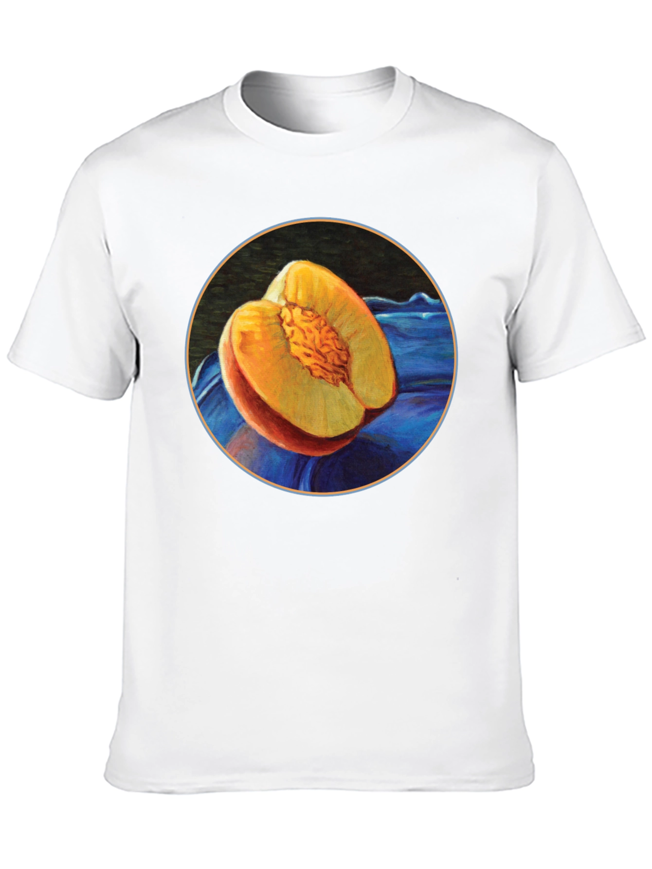 Camiseta Negra con Diseño de Melocotón Artístico