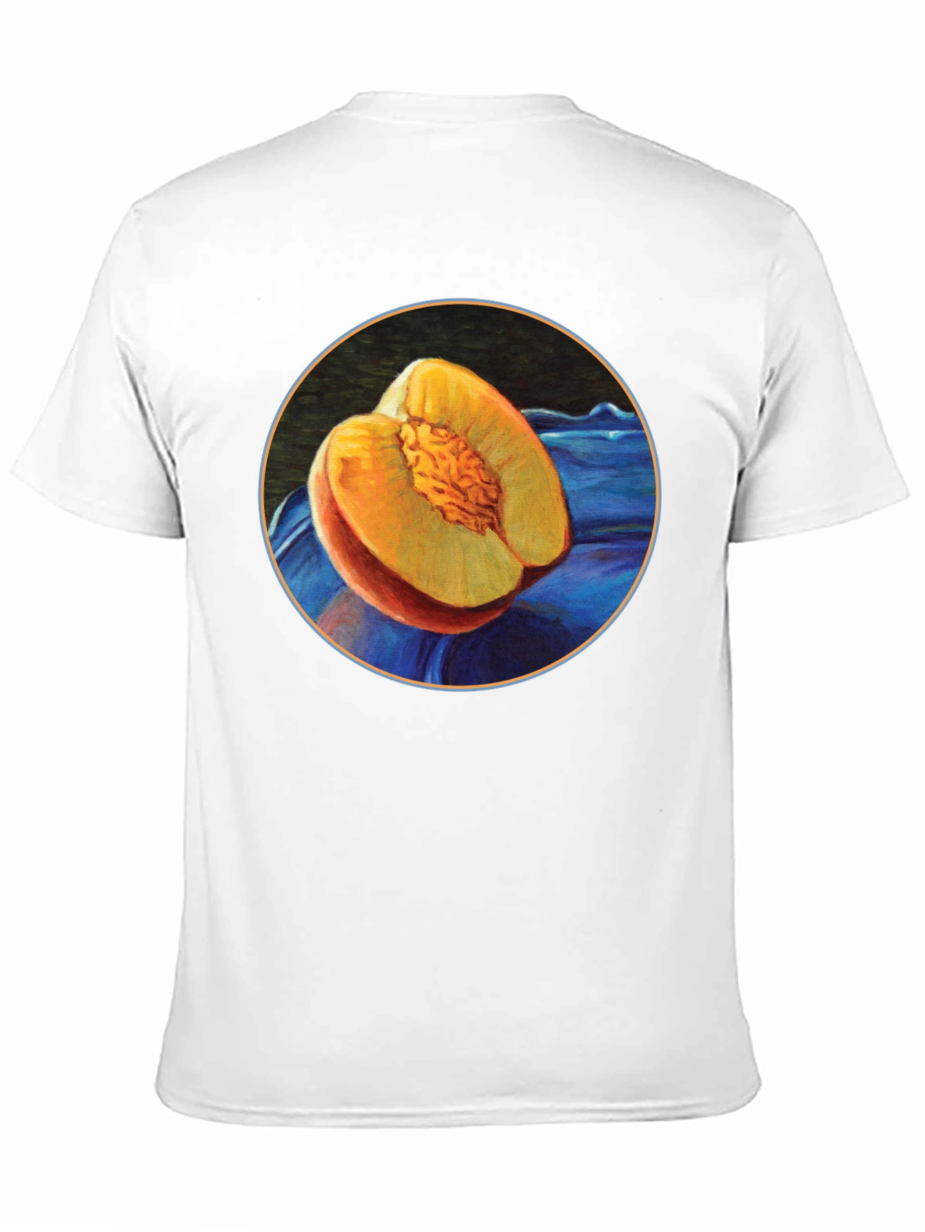 Camiseta Negra con Diseño de Melocotón Artístico