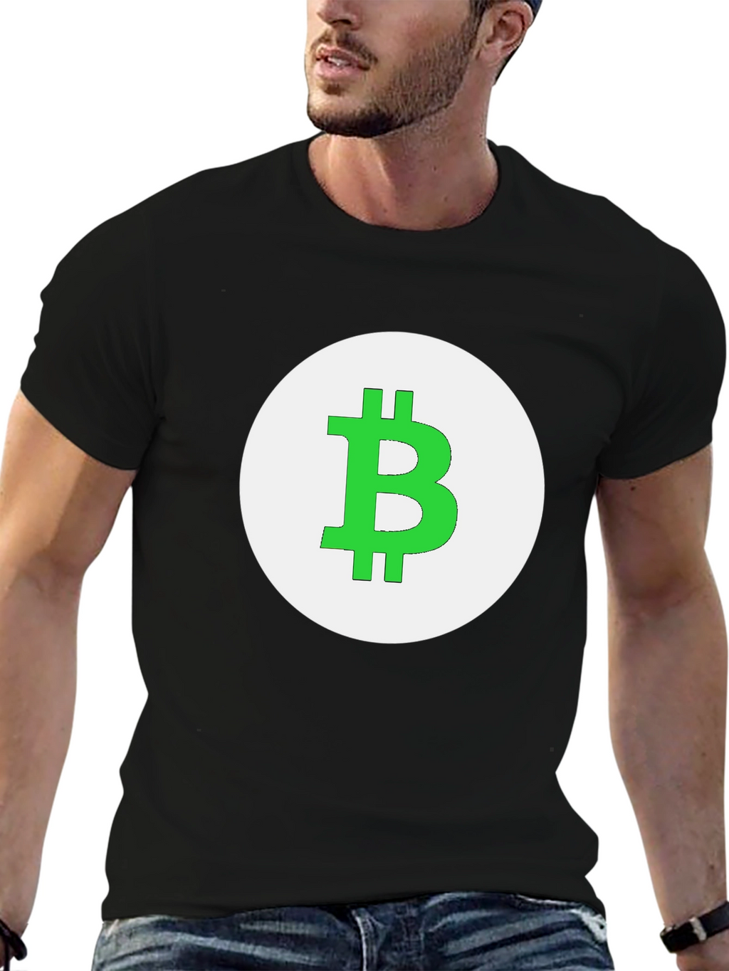 Camiseta Negra Bitcoin - Diseño Circular