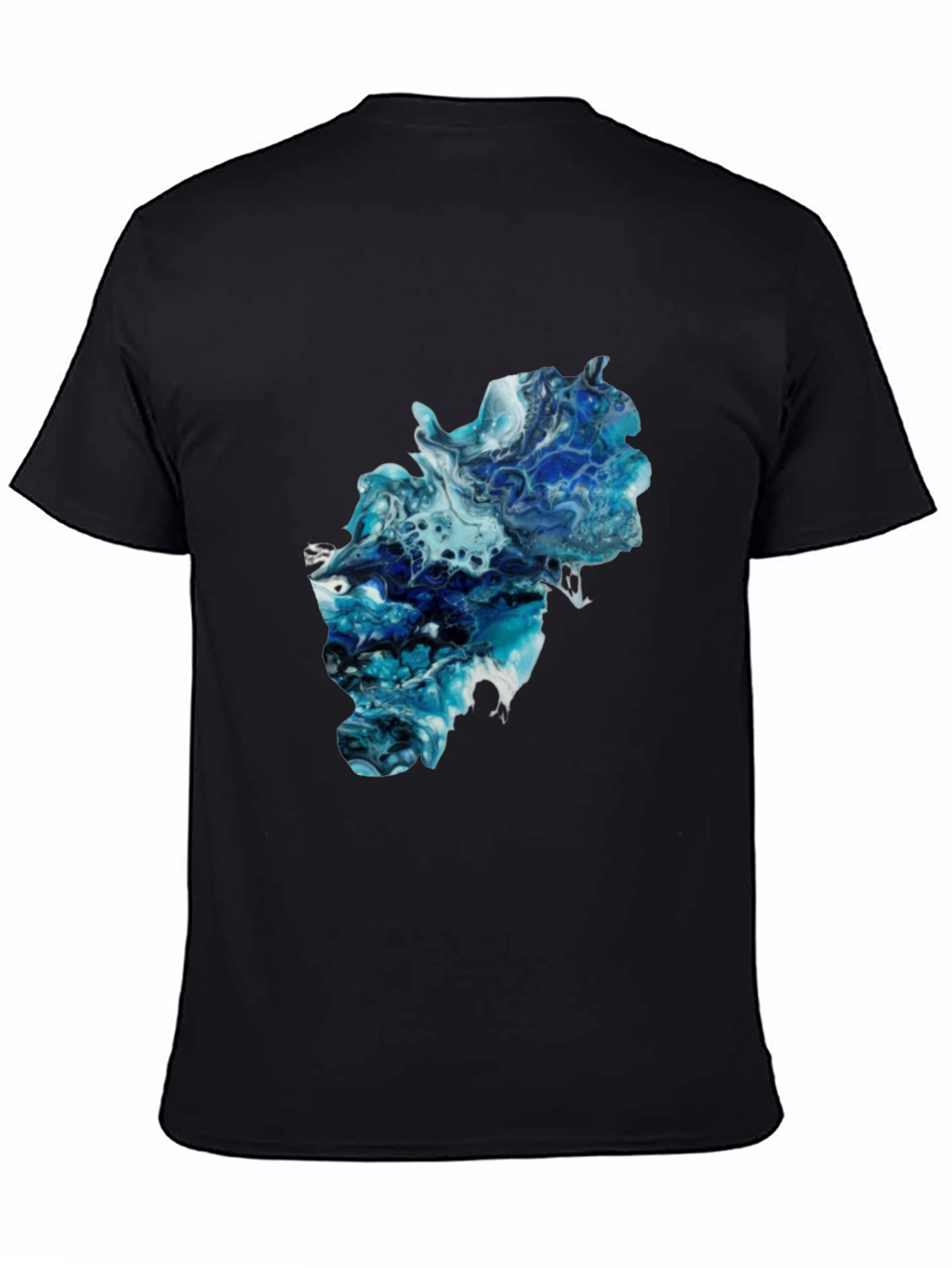 Camiseta Negra con Diseño Abstracto Azul