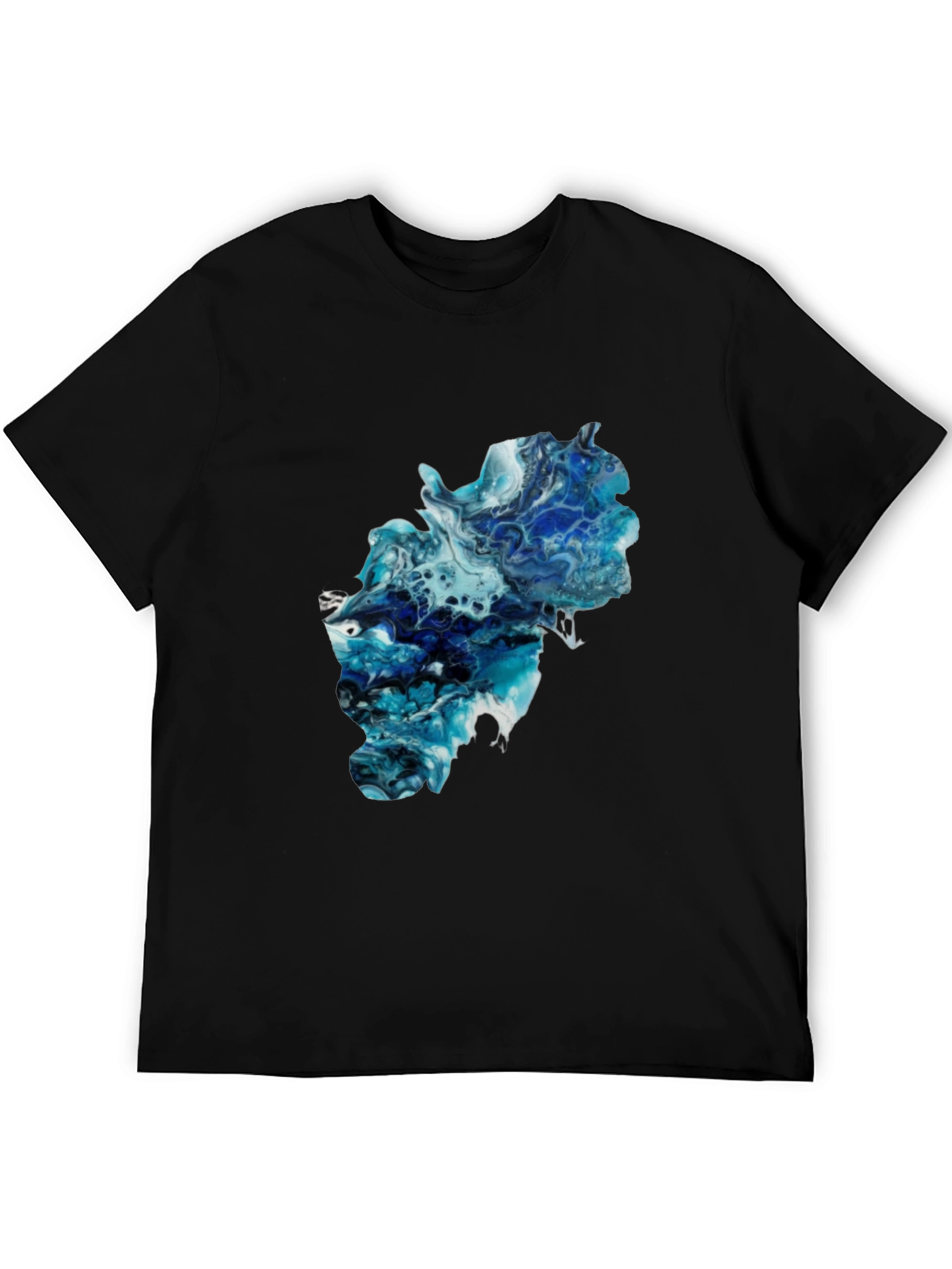 Camiseta Negra con Diseño Abstracto Azul
