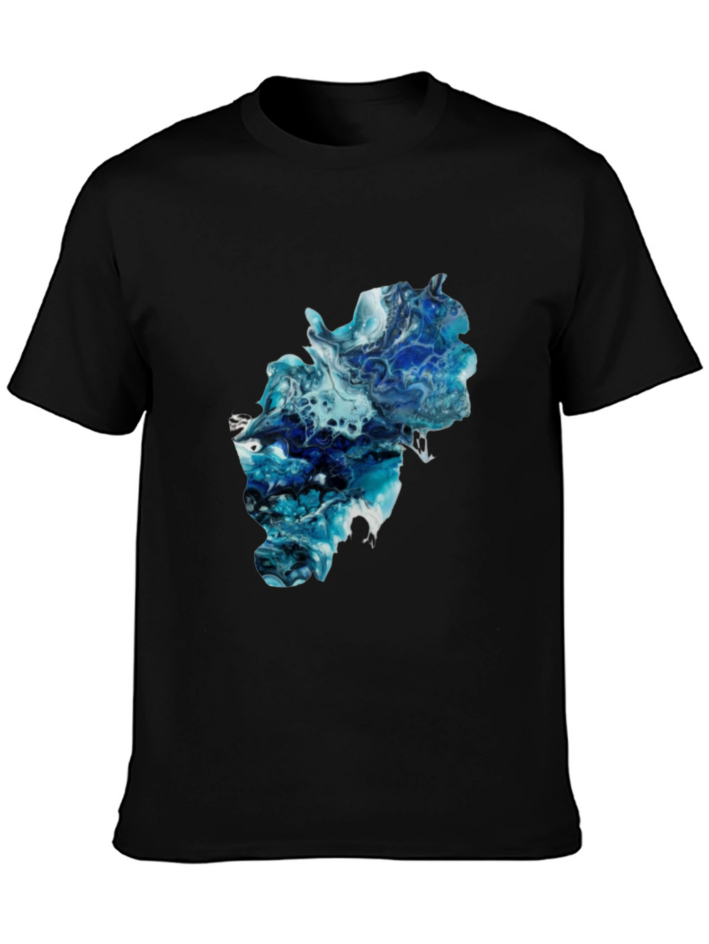 Camiseta Negra con Diseño Abstracto Azul