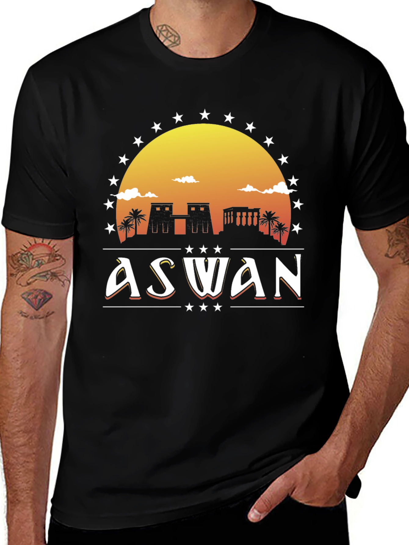 Camiseta Negra Aswan Egipto Vintage