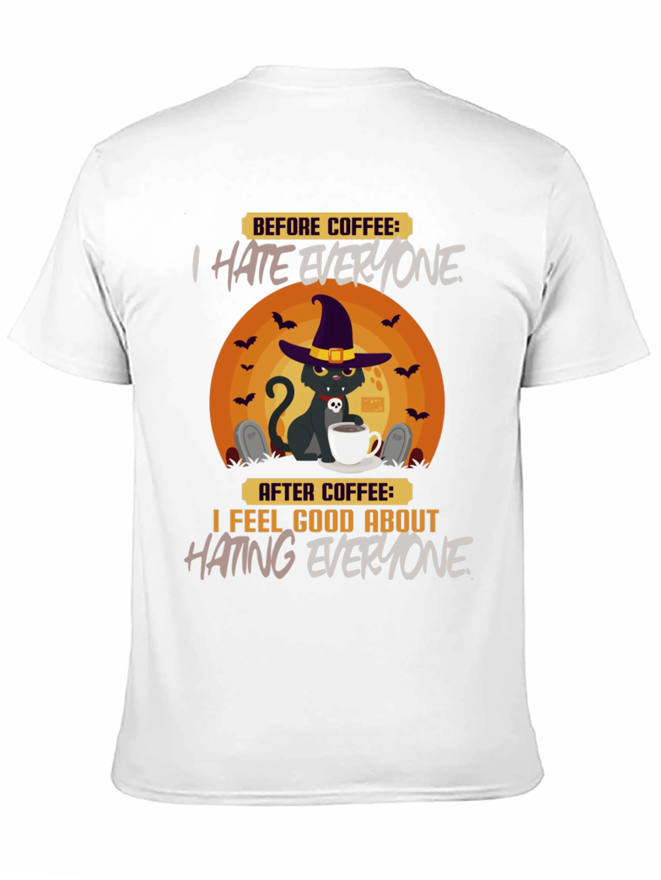 Camiseta Humorística de Halloween Antes y Después del Café