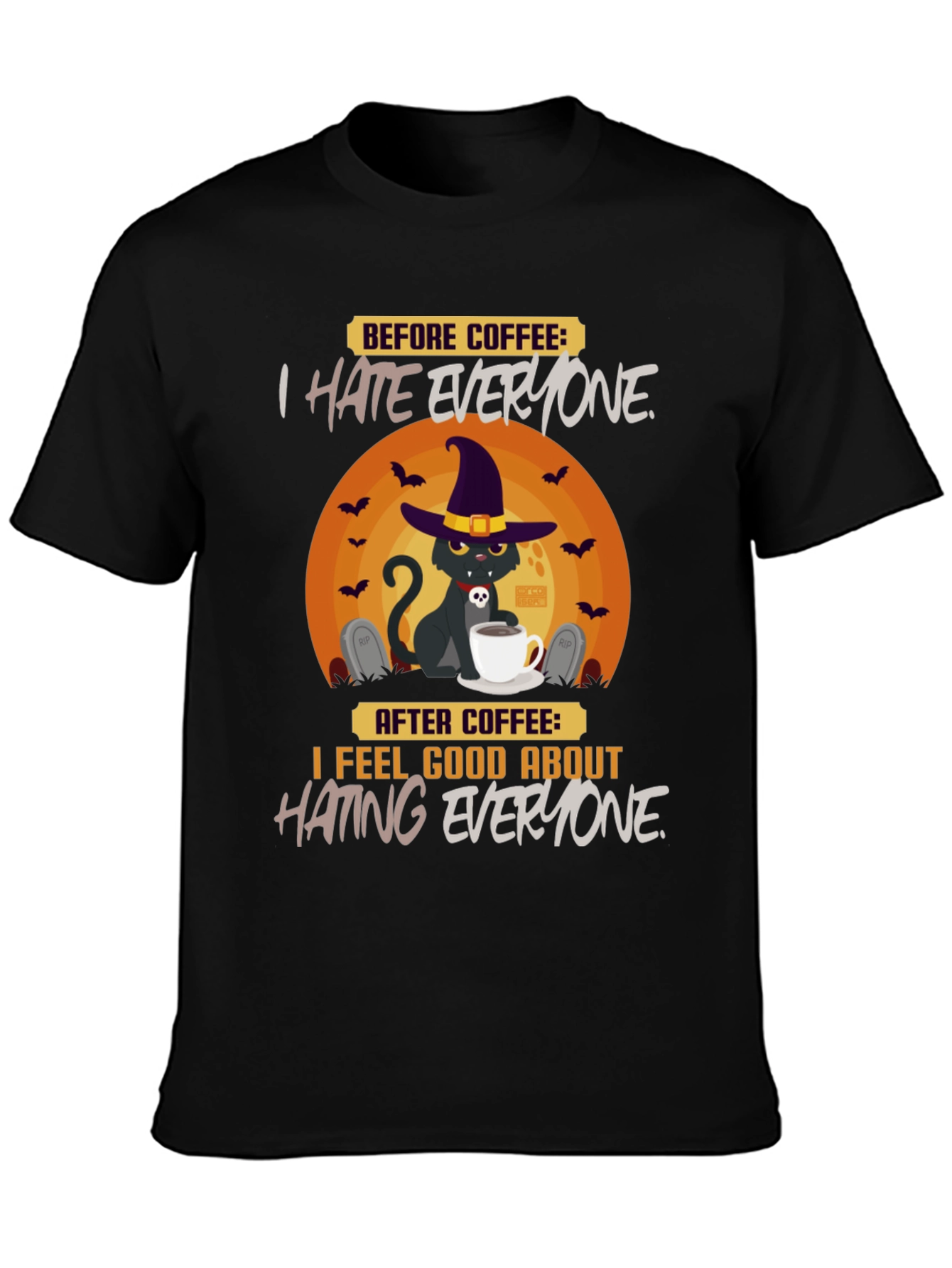 Camiseta Humorística de Halloween Antes y Después del Café