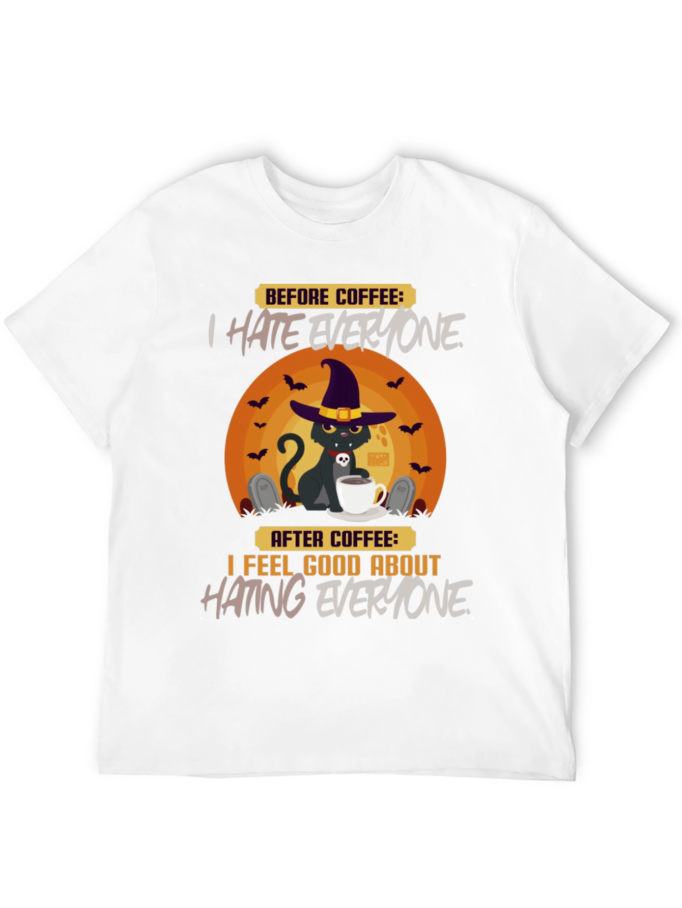 Camiseta Humorística de Halloween Antes y Después del Café