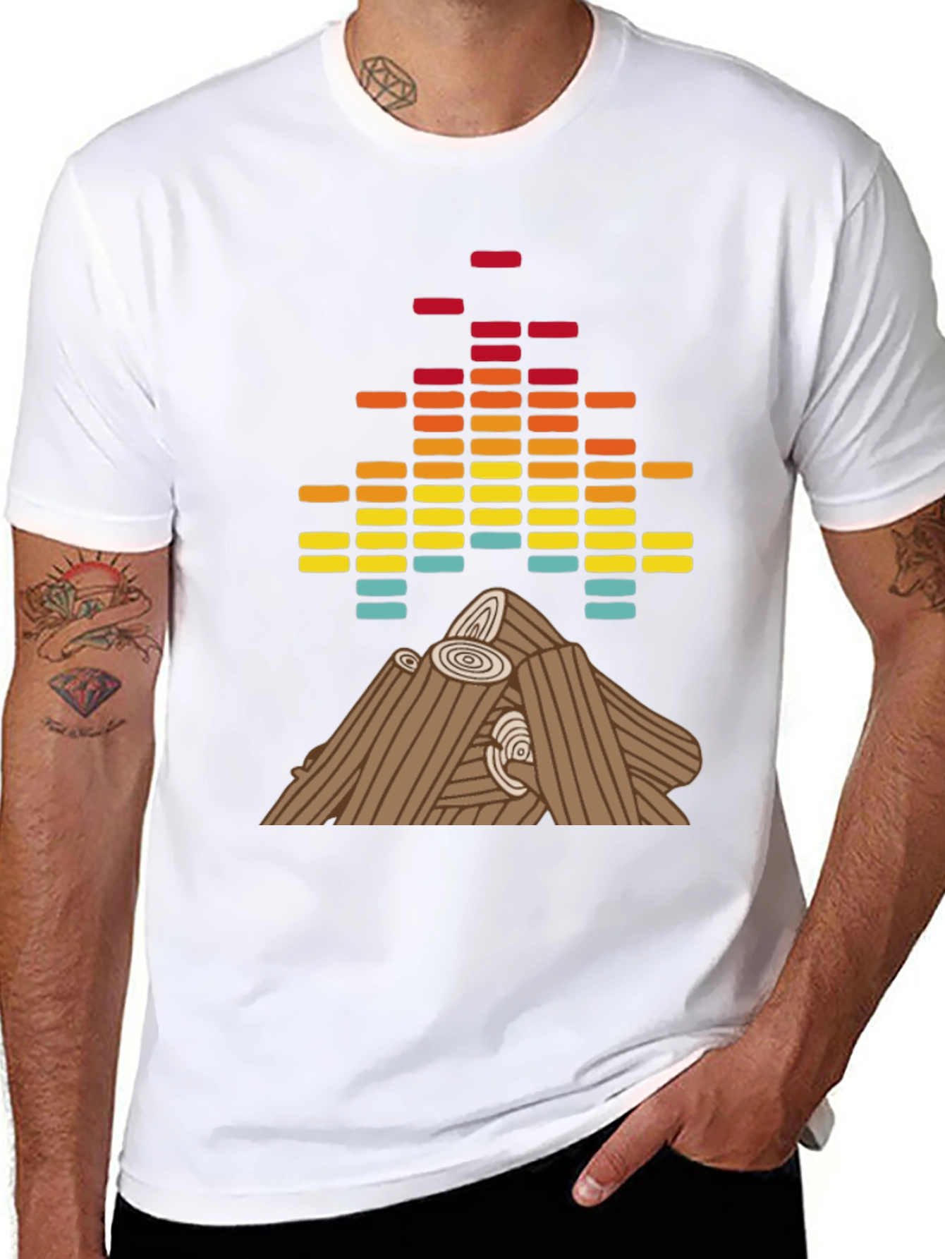 Camiseta Hombre Diseño Fogata Ecualizador