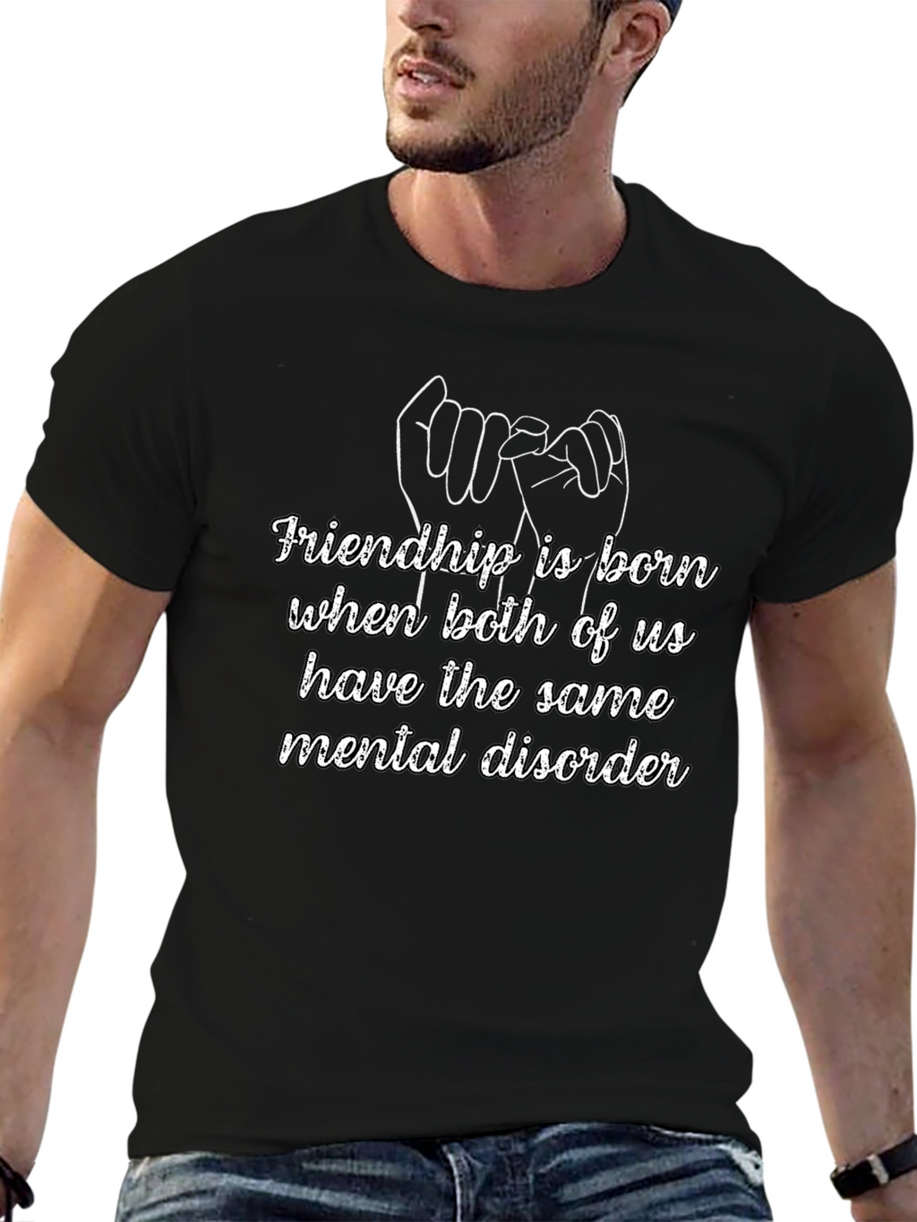 Camiseta Negra Amistad Mental Unisex